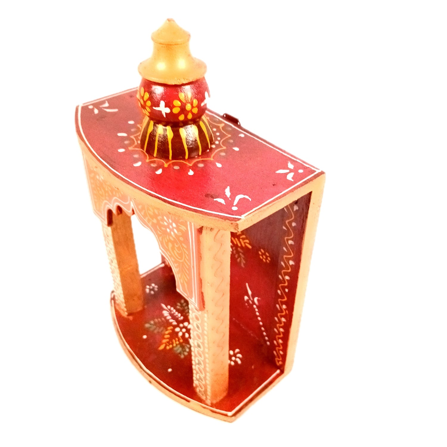 Pooja Mandir | Home Temple Wooden Wall Mounted | Hanging Puja Stand / Unit Small – For God, House, Puja Ghar, Office & Shop - 11 Inch - Apkamart #Style_Design 1