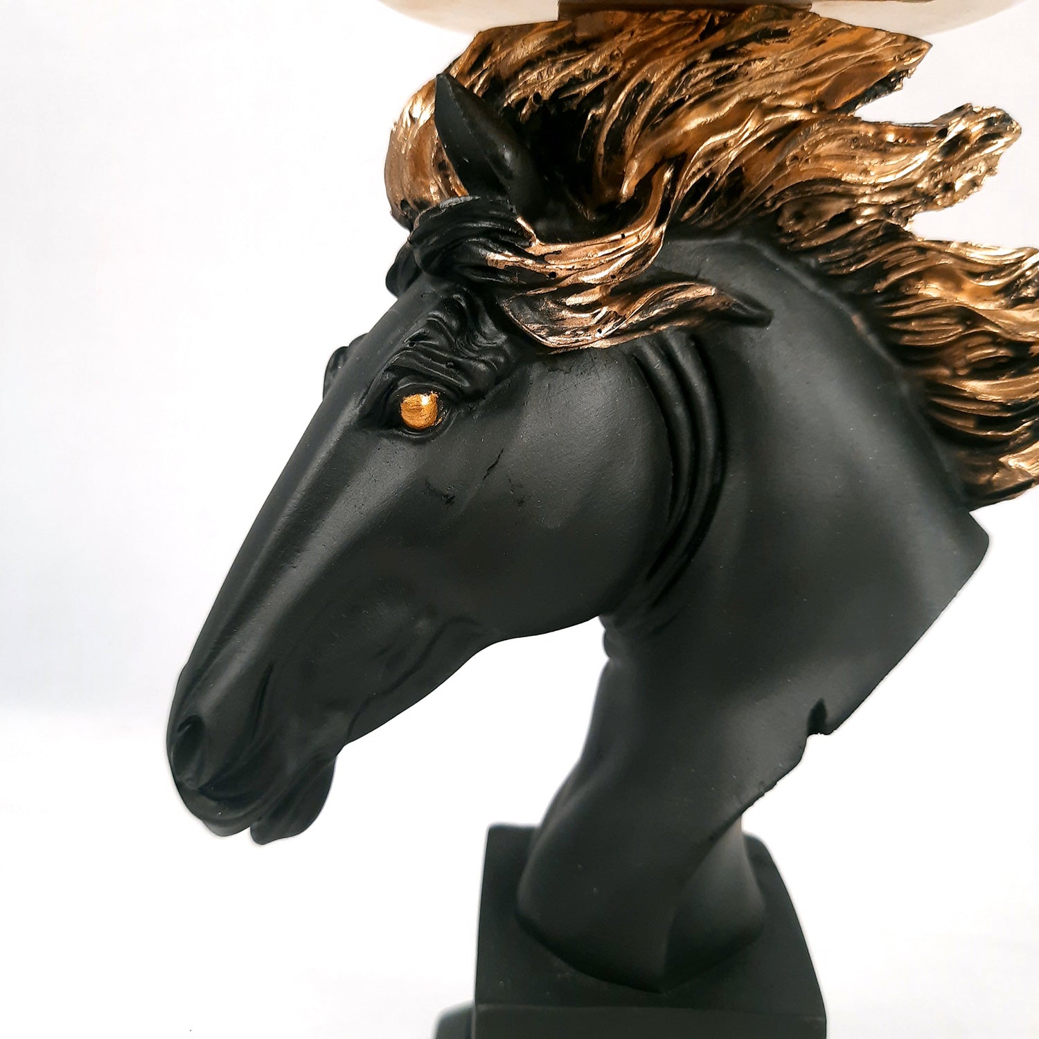 Horse Statue With Detachable Tray For Keeping Small Plant / Chocolates | Horse Face Showpiece - for Home, Table, Shelf, Good Luck, Vastu & Office Desk Decor - 10 Inch - Apkamart #Color_Black