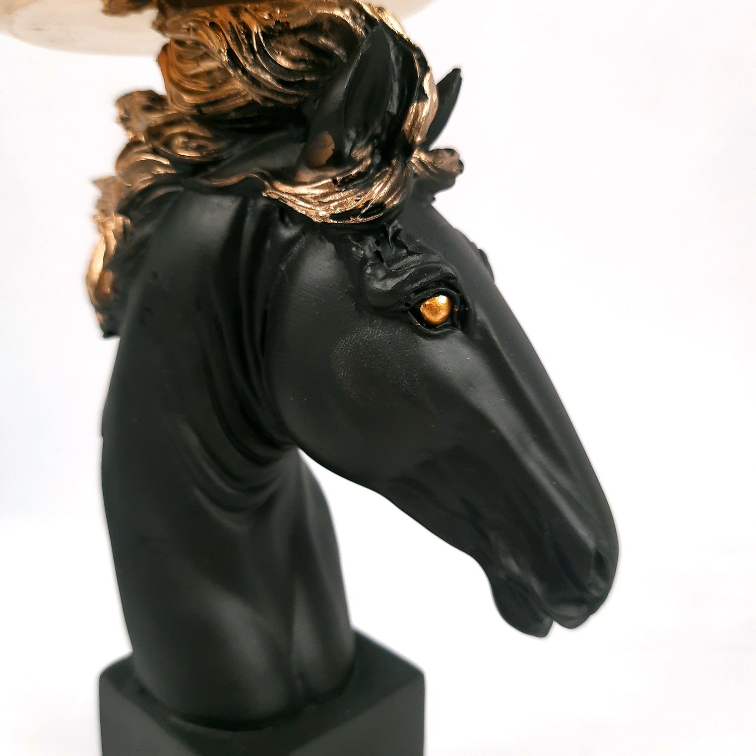 Horse Statue With Detachable Tray For Keeping Small Plant / Chocolates | Horse Face Showpiece - for Home, Table, Shelf, Good Luck, Vastu & Office Desk Decor - 10 Inch - Apkamart #Color_Black