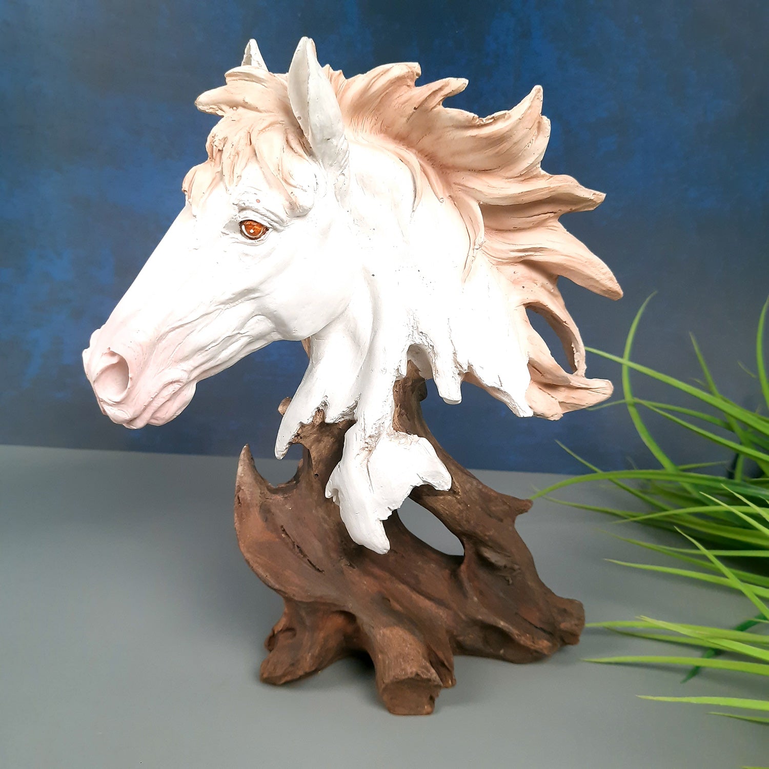 Horse Statue | Horse Face Showpiece Vastu, Fengshui Figurine | Animal Figurines - For Home, Living room Decor, Gifts, For Money & Wealth - 10 Inch - Apkamart #Color_White