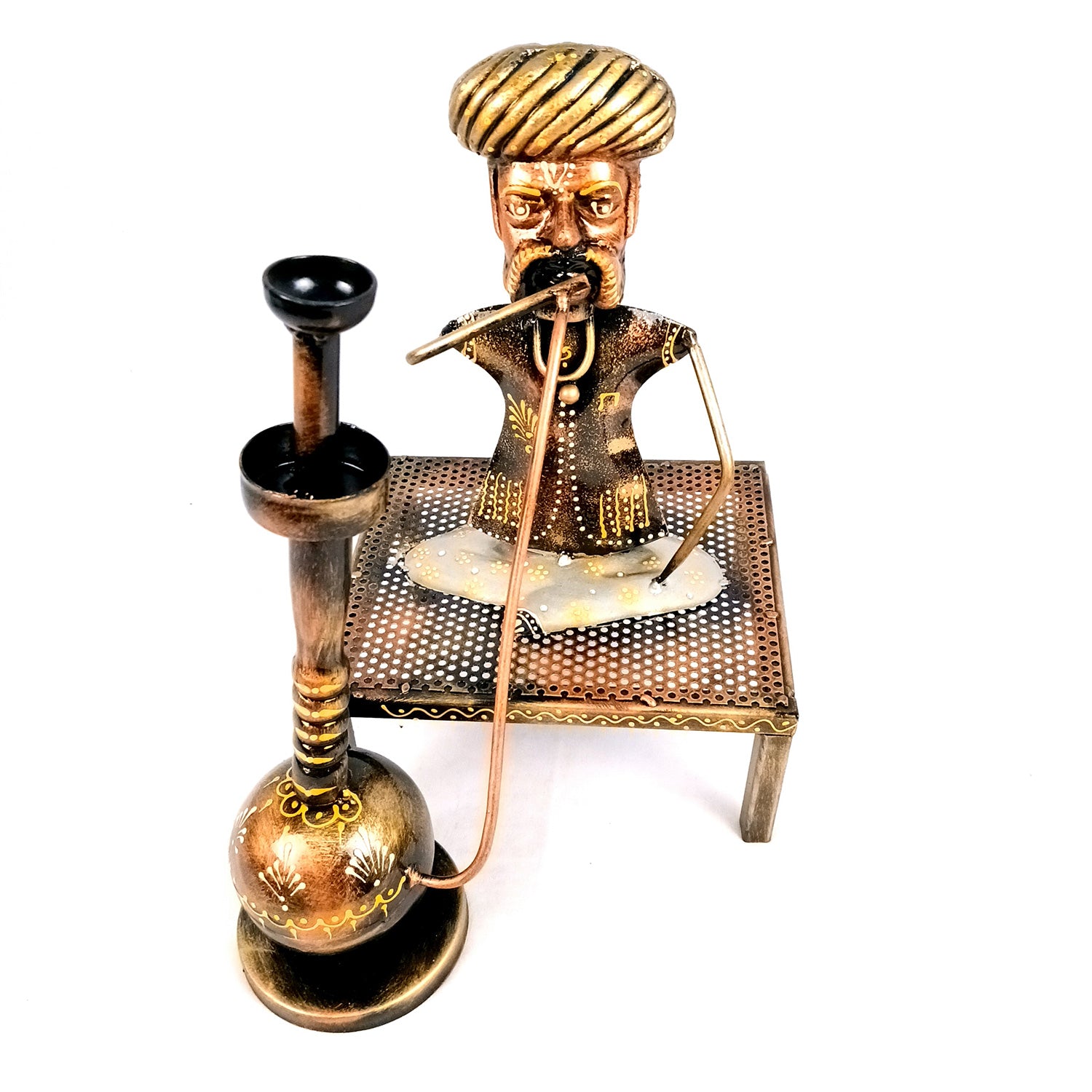 Village Man with Hukka Showpiece | Folk Men Sitting with Hookah Figurine - for Home, Bedroom, Living Room, Office Desk & Bar Decor - Apkamart #Style_Design 2