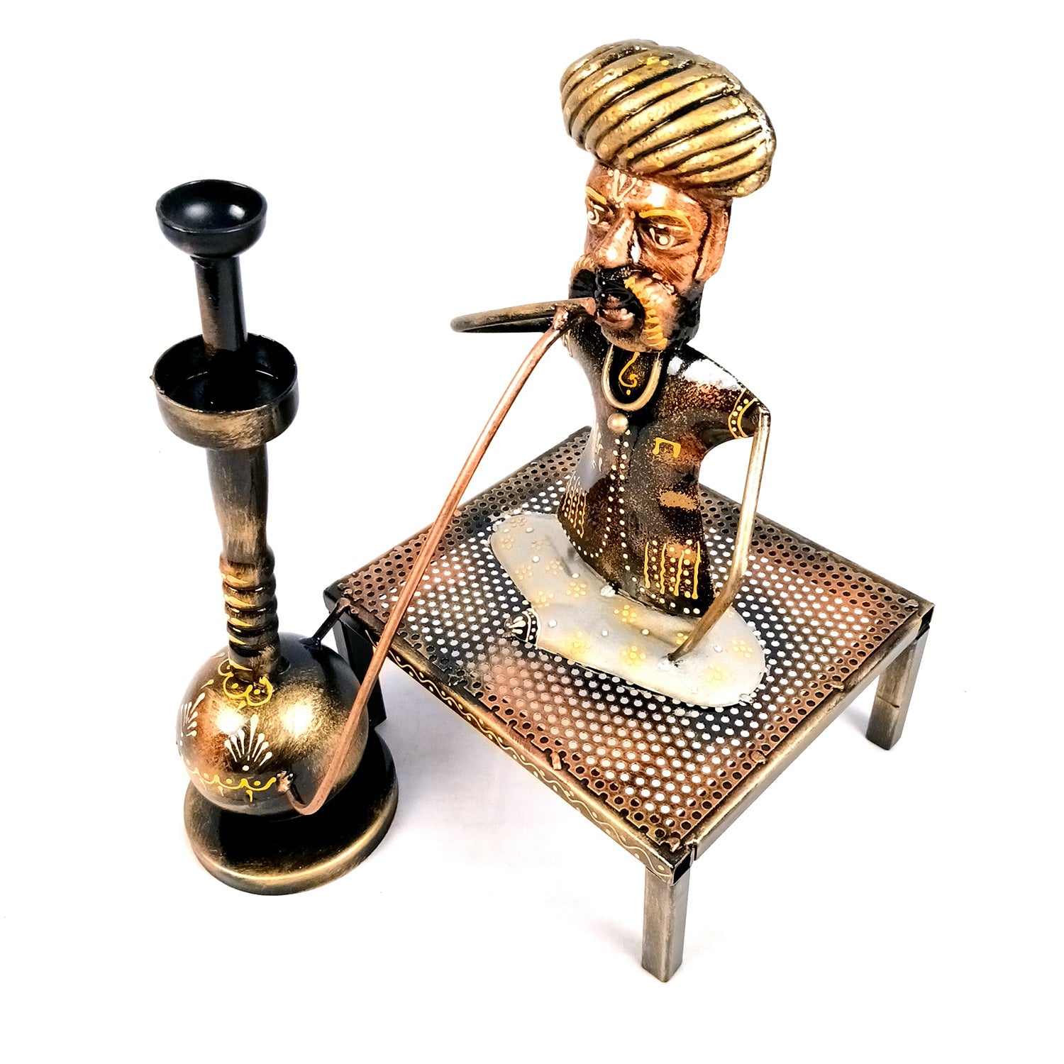 Village Man with Hukka Showpiece | Folk Men Sitting with Hookah Figurine - for Home, Bedroom, Living Room, Office Desk & Bar Decor - Apkamart #Style_Design 2