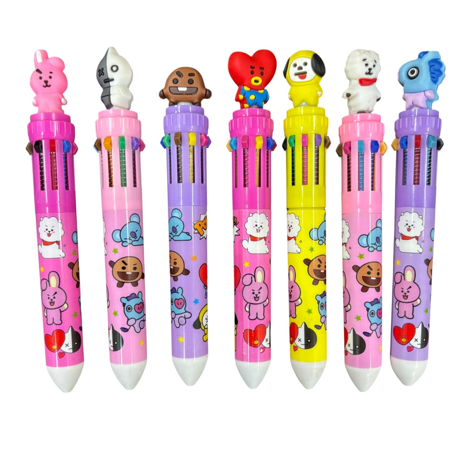 Cool & Stylish 10-in-1 Multi Color Ballpoint pen - for Kids | Animal & Heart design on top |design ballpoint pen, creative pen | Best for Gift & Return Gift - Pack of 2 - Apkamart #Style_Pack Of 6