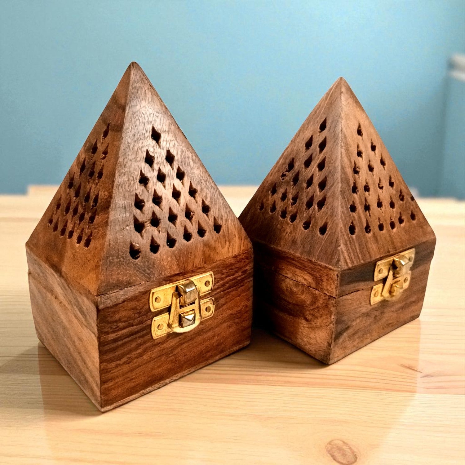 Agarbatti Incense Holder Box & Dhoop Stand | Wooden Sambrani | Ash Catcher Dhup Dani - For Temple, Pooja Room Décor, Puja Item for Home & Mandir - 5 Inch (Pack Of 2) - Apkamart