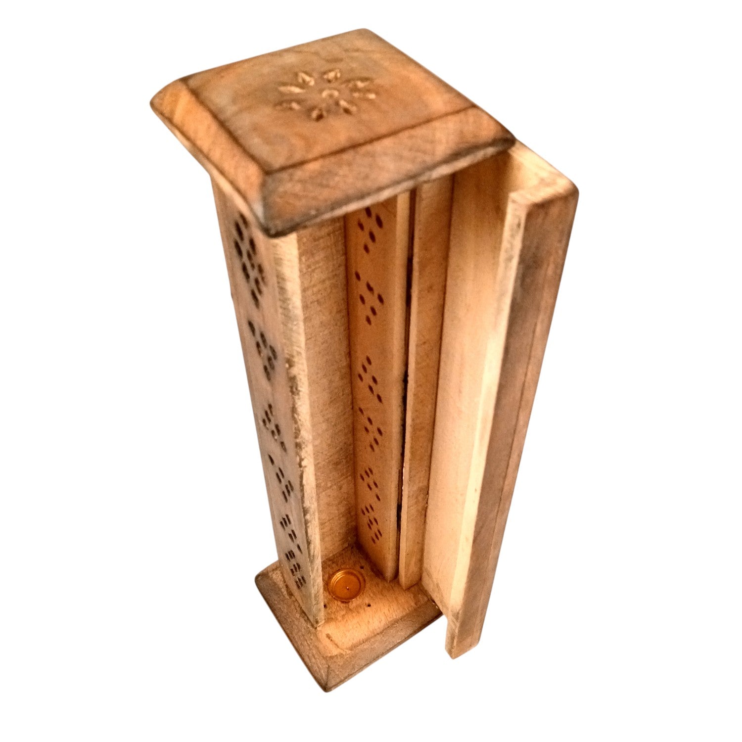 Agarbatti Incense Holder Box & Dhoop Stand | Wooden Sambrani | Ash Catcher Dhup Dani - For Temple, Pooja Room Décor, Puja Item for Home & Mandir - 12 Inch (Pack Of 2) - Apkamart