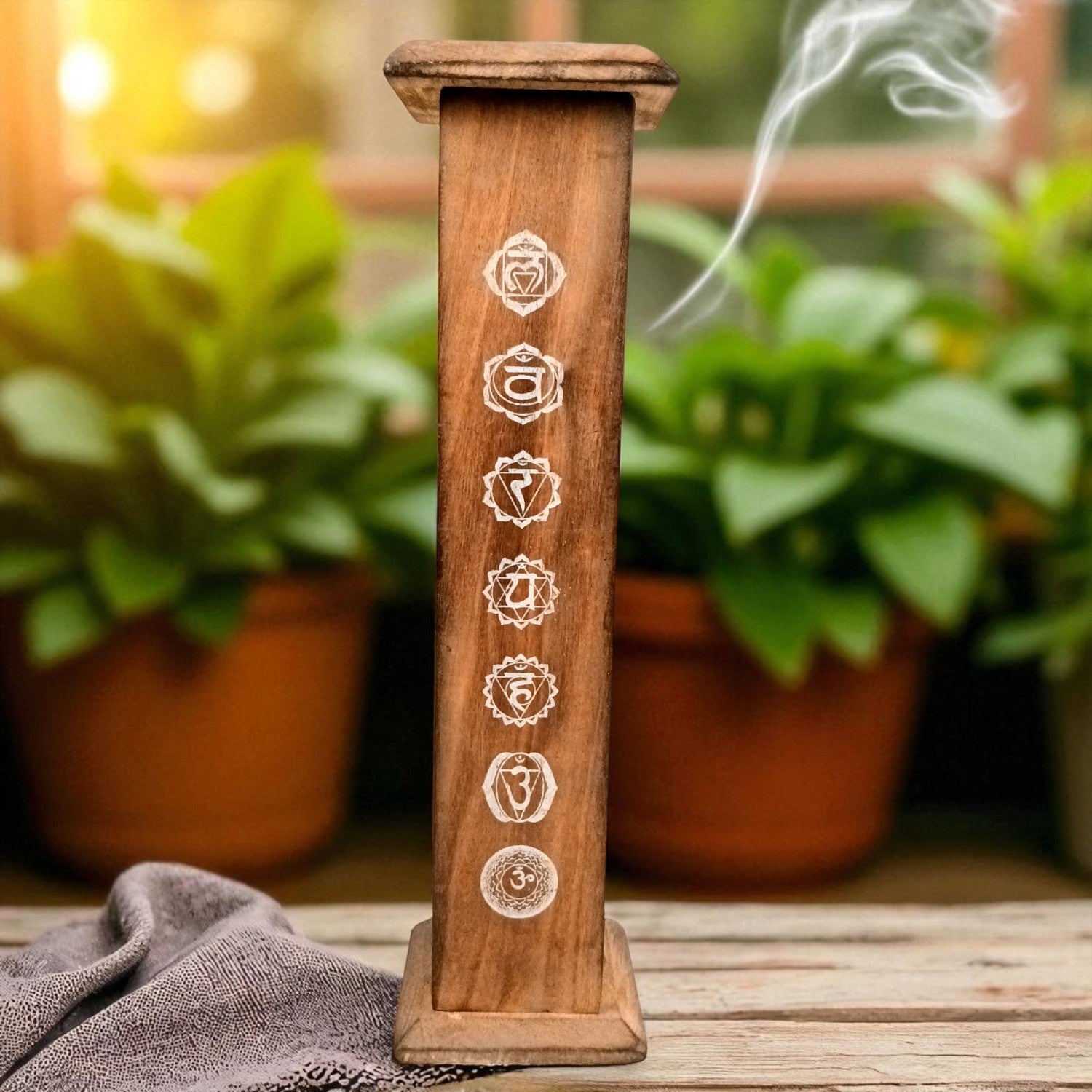Agarbatti Incense Holder Box & Dhoop Stand | Wooden Sambrani | Ash Catcher Dhup Dani - For Temple, Pooja Room Décor, Puja Item for Home & Mandir - 12 Inch - Apkamart