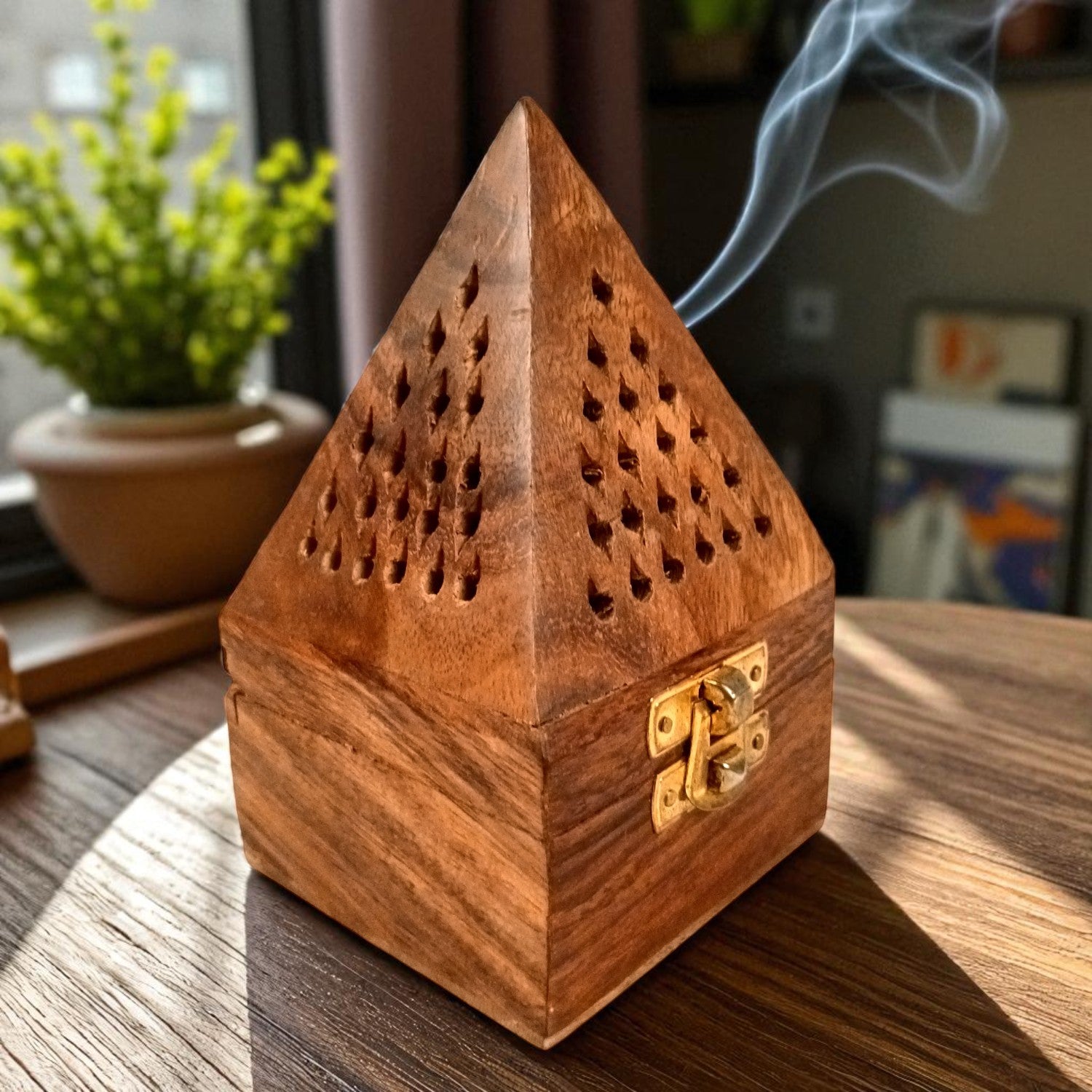 Agarbatti Incense Holder Box & Dhoop Stand | Wooden Sambrani | Ash Catcher Dhup Dani - For Temple, Pooja Room Décor, Puja Item for Home & Mandir - 5 Inch - Apkamart