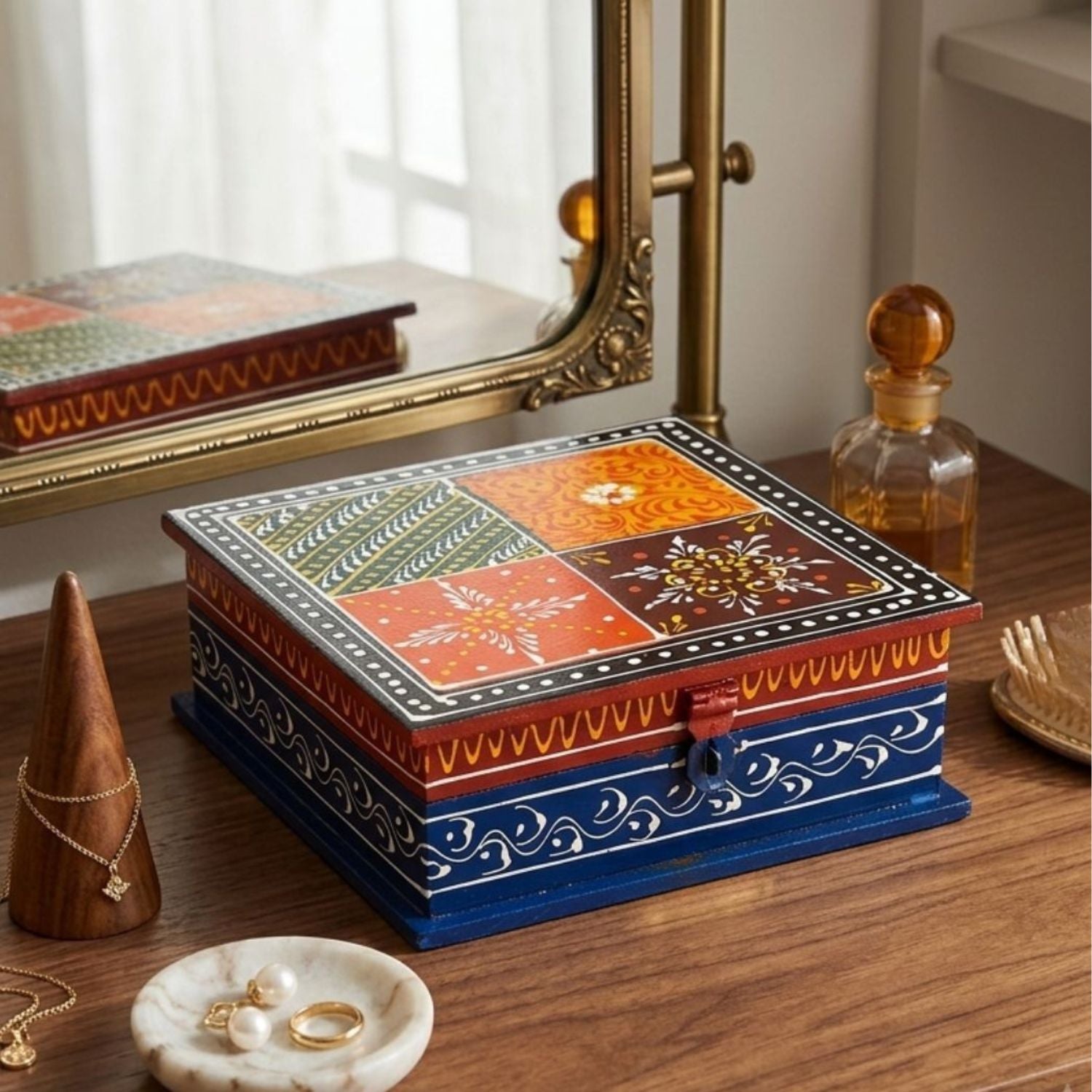 Jewellery Box Organizer Hand Painted Wooden - 6 Inch