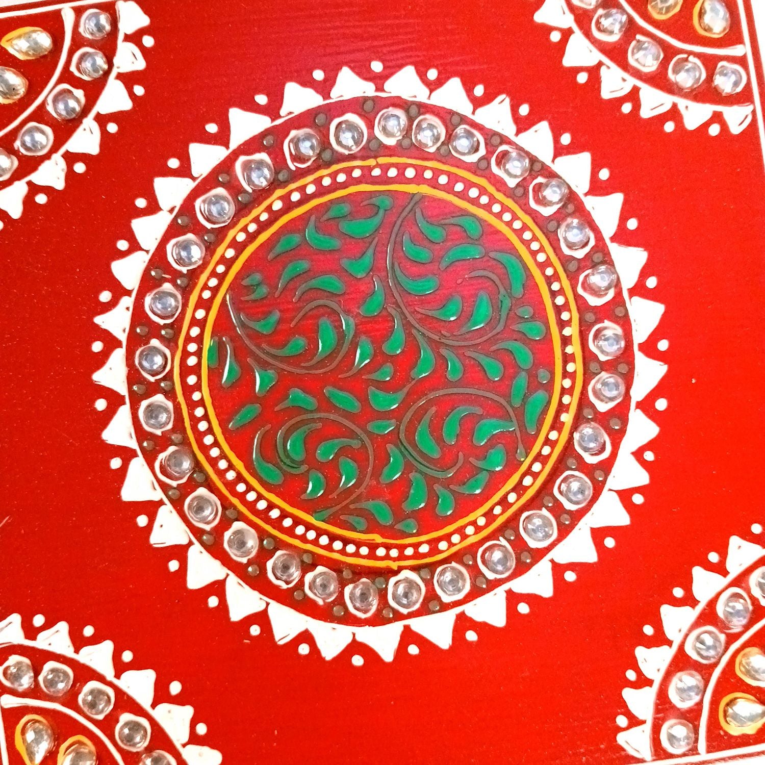 Jewellery Box | Decorative Wooden Jewelry Box - For Home, Table, Organizing Earring, Rings, Necklace & Gifts - 6 Inch - Apkamart #Colour_Red