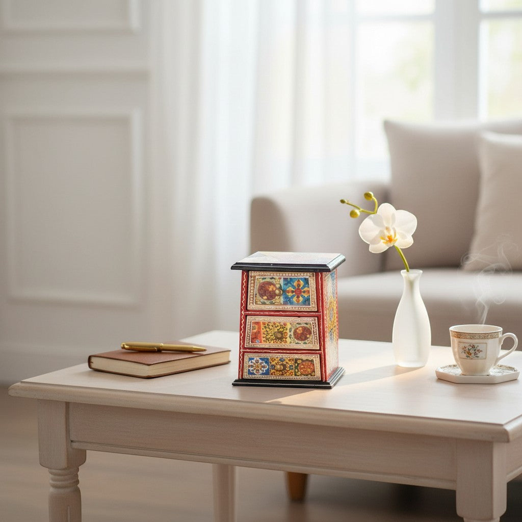 Jewellery Box With 3 Drawers For Dressing Table - 10 Inch - Apkamart
