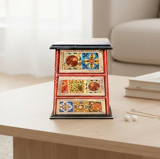 Jewellery Box With 3 Drawers For Dressing Table - 10 Inch - Apkamart