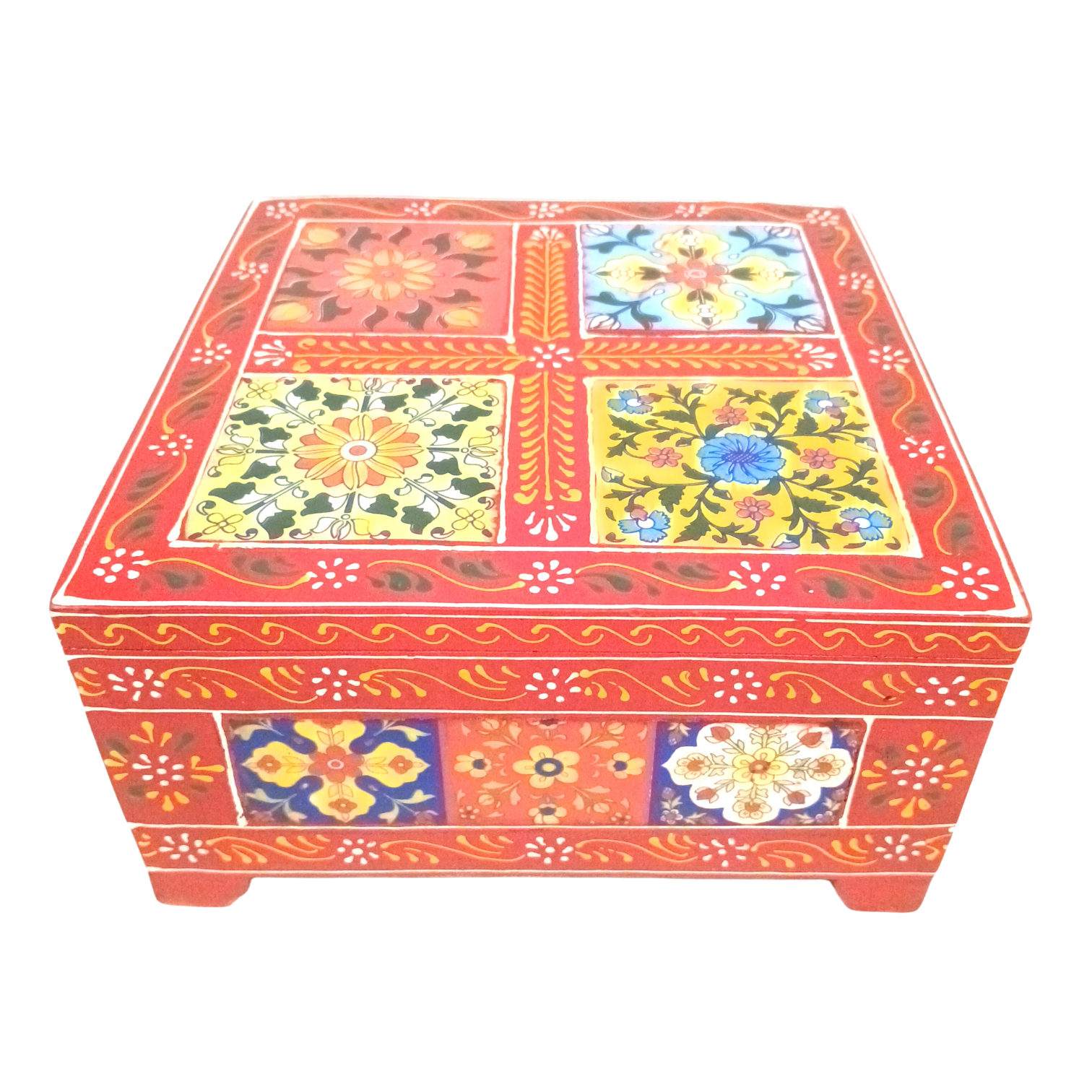 Handcrafted Wooden Box for Dry Fruits, Supari & Jewellery | Decorative Storage Box | Multipurpose Organizer for Gifting, Festive & Home Decor - 8 Inch - Apkamart