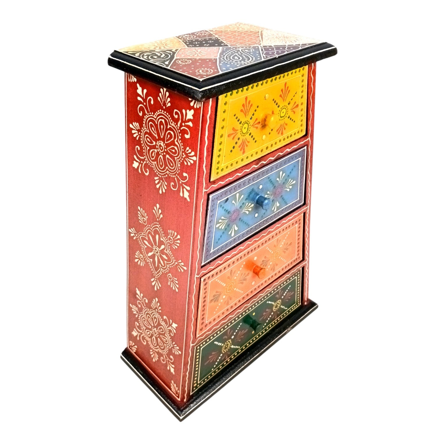 Jewellery Box with 4 Drawers | Handcrafted Jewellery Organizer for Rings, Earrings, Bangles, Watches | Decorative Jewellery Storage Box for Dressing Table - 14 Inch - Apkamart #Style_Design 1