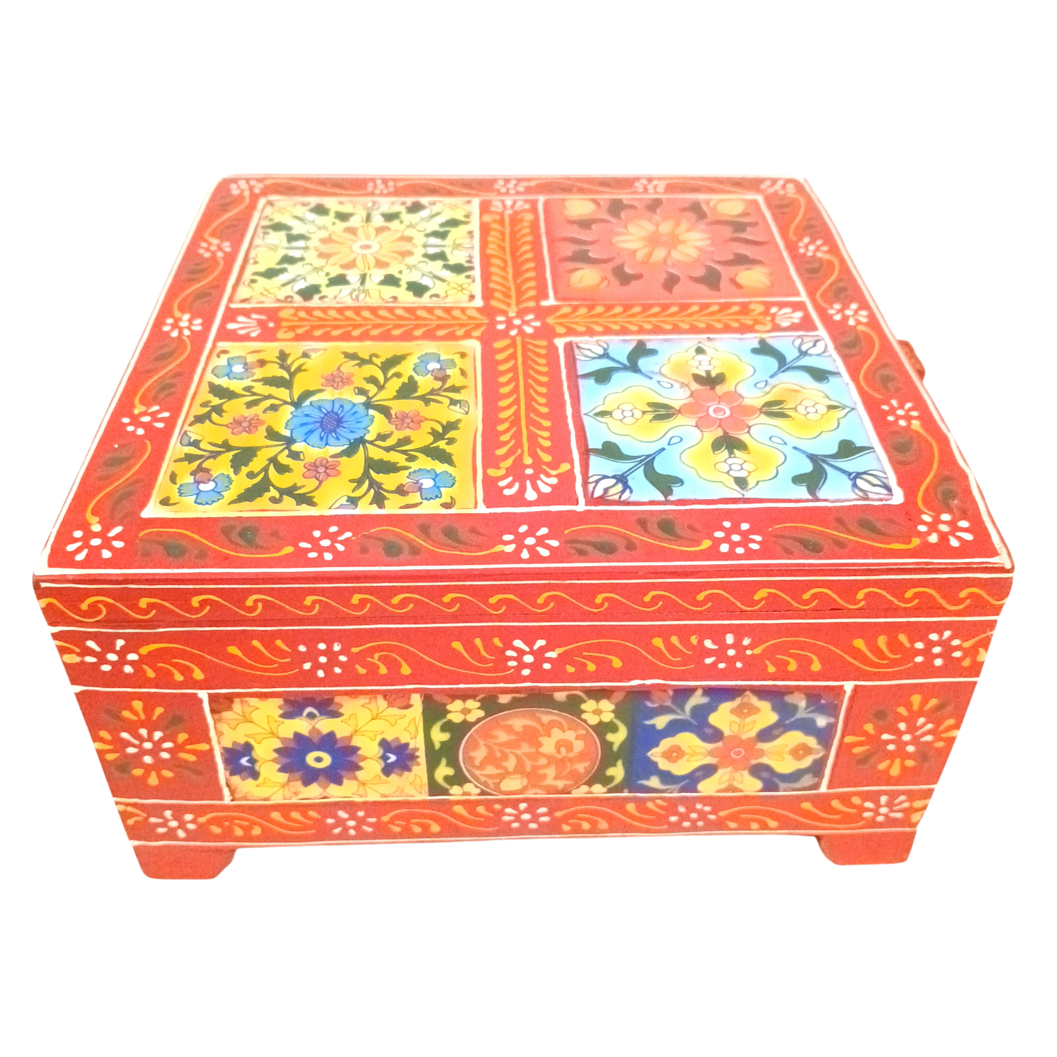 Handcrafted Wooden Box for Dry Fruits, Supari & Jewellery | Decorative Storage Box | Multipurpose Organizer for Gifting, Festive & Home Decor - 8 Inch - Apkamart