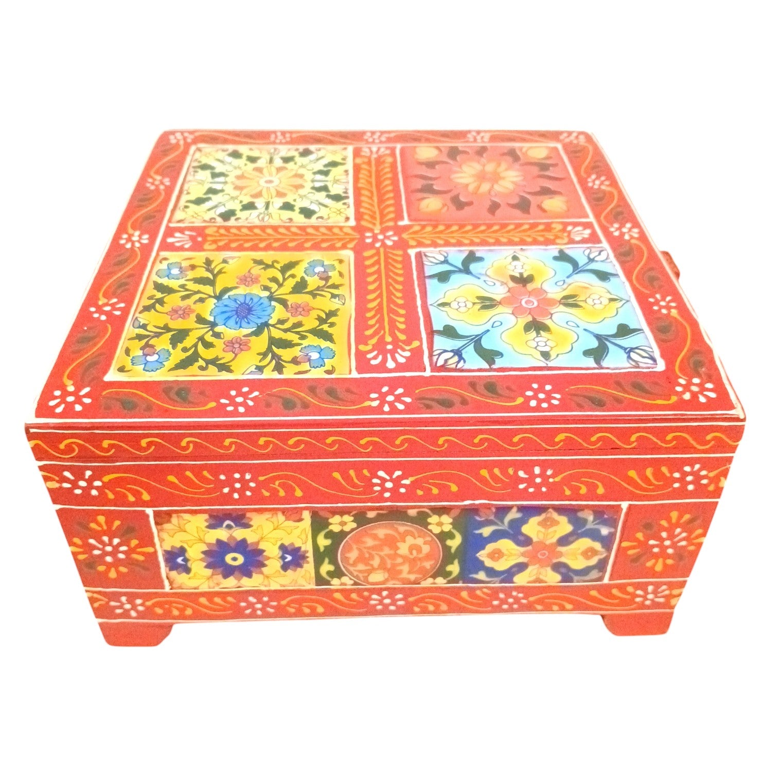 Handcrafted Wooden Box for Dry Fruits, Supari & Jewellery | Decorative Storage Box | Multipurpose Organizer for Gifting, Festive & Home Decor - 8 Inch - Apkamart