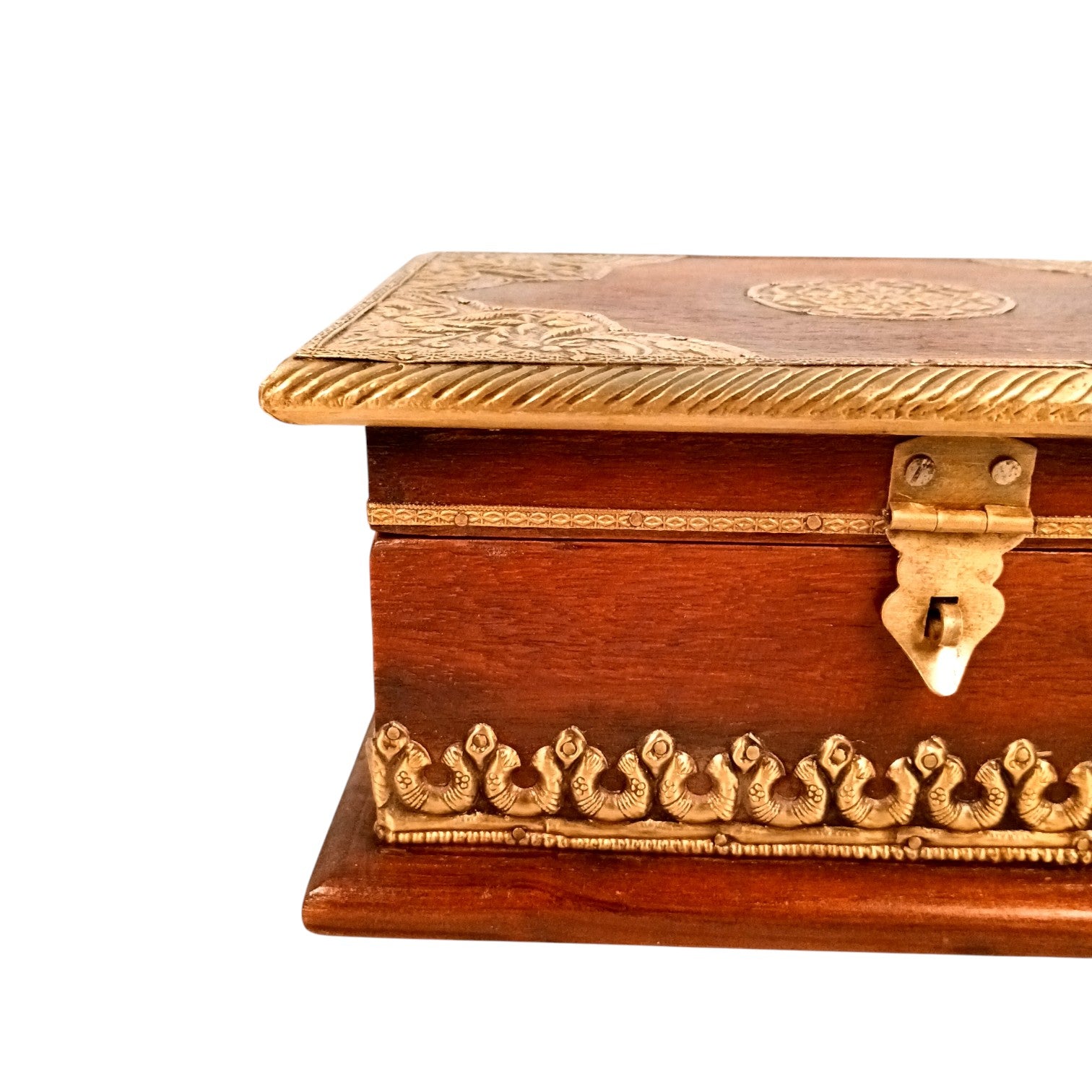Wooden Small Trunk Storage Box | Handcrafted Utility Organizer for Jewellery, Make-up Accessories & Home Decor | Durable Multipurpose Storage Box & Utility Chest - 9 Inch - Apkamart