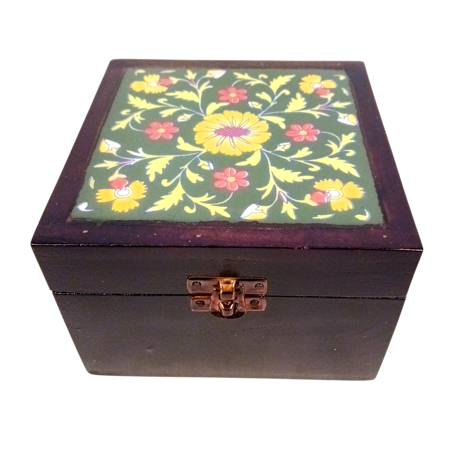 Wooden Jewellery Box | Handcrafted Multicolor Storage Box | Antique Wooden Jewelry Organizer | Trinket Box for Rings, Earrings, Necklaces | Home Decor & Gift Item - 7 Inch - Apkamart