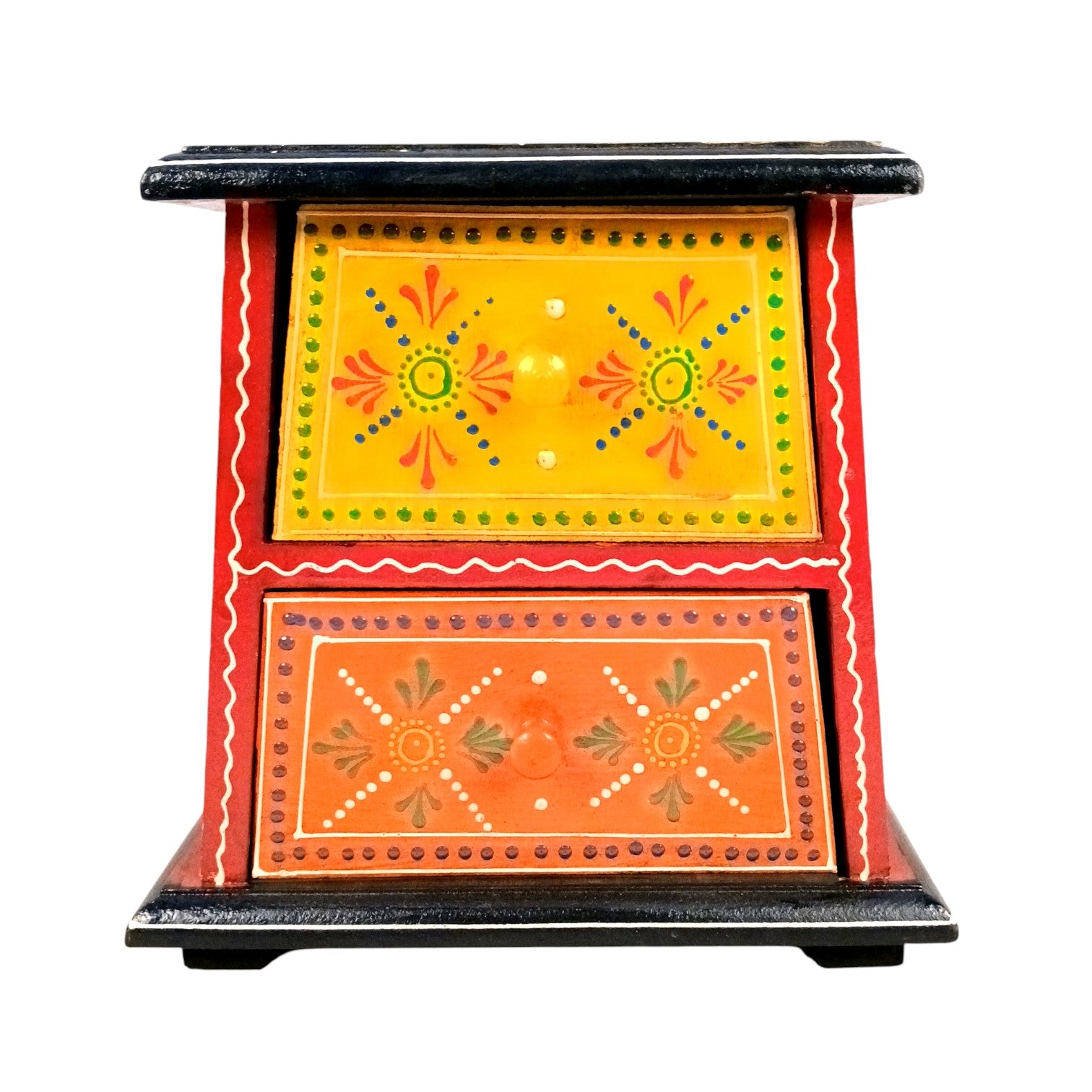 Jewellery Box with 2 Drawers | Handcrafted Storage Organizer for Rings, Earrings, Bangles, Watches & Trinkets | Decorative Wooden Jewellery Box for Dressing Table - 7 Inch - Apkamart