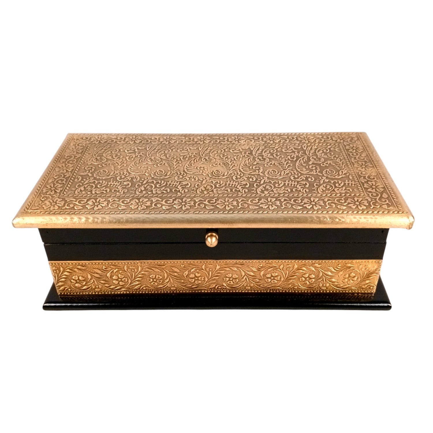 Wooden Jewelry Box for Bride | Bridal Gift Organizer for Women | Luxury Wedding Jewelry Storage Box | Compact Wood & Brass Jewellery Case for Travel & Occasions - 12 Inch - Apkamart