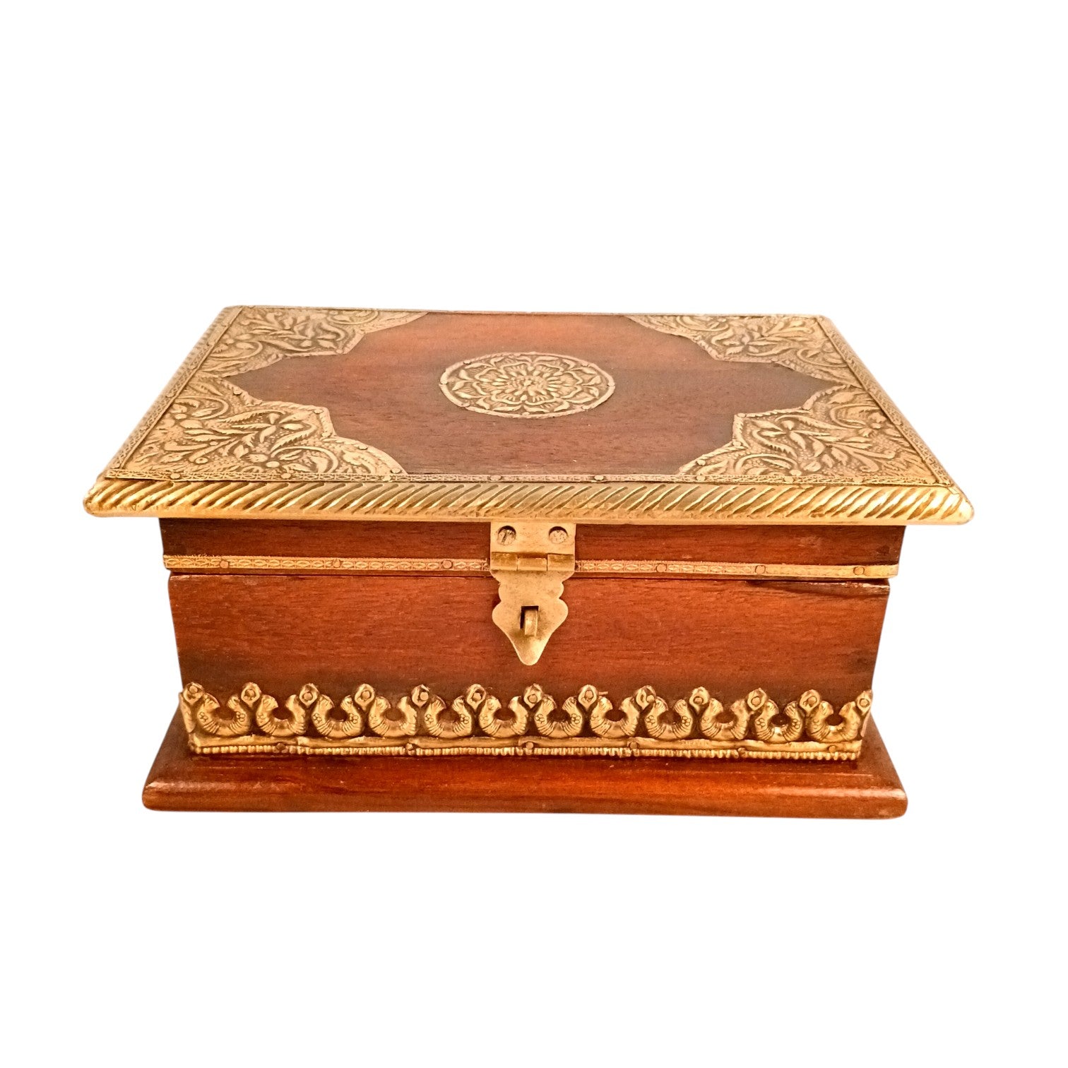 Wooden Small Trunk Storage Box | Handcrafted Utility Organizer for Jewellery, Make-up Accessories & Home Decor | Durable Multipurpose Storage Box & Utility Chest - 9 Inch - Apkamart