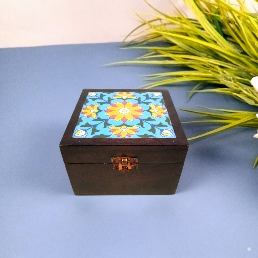 Jewellery Box | Handcrafted Storage Box | Antique Wooden Jewelry Organizer | Trinket Box for Rings, Earrings, Necklaces | Home Decor & Gift Item - 7 Inch - Apkamart