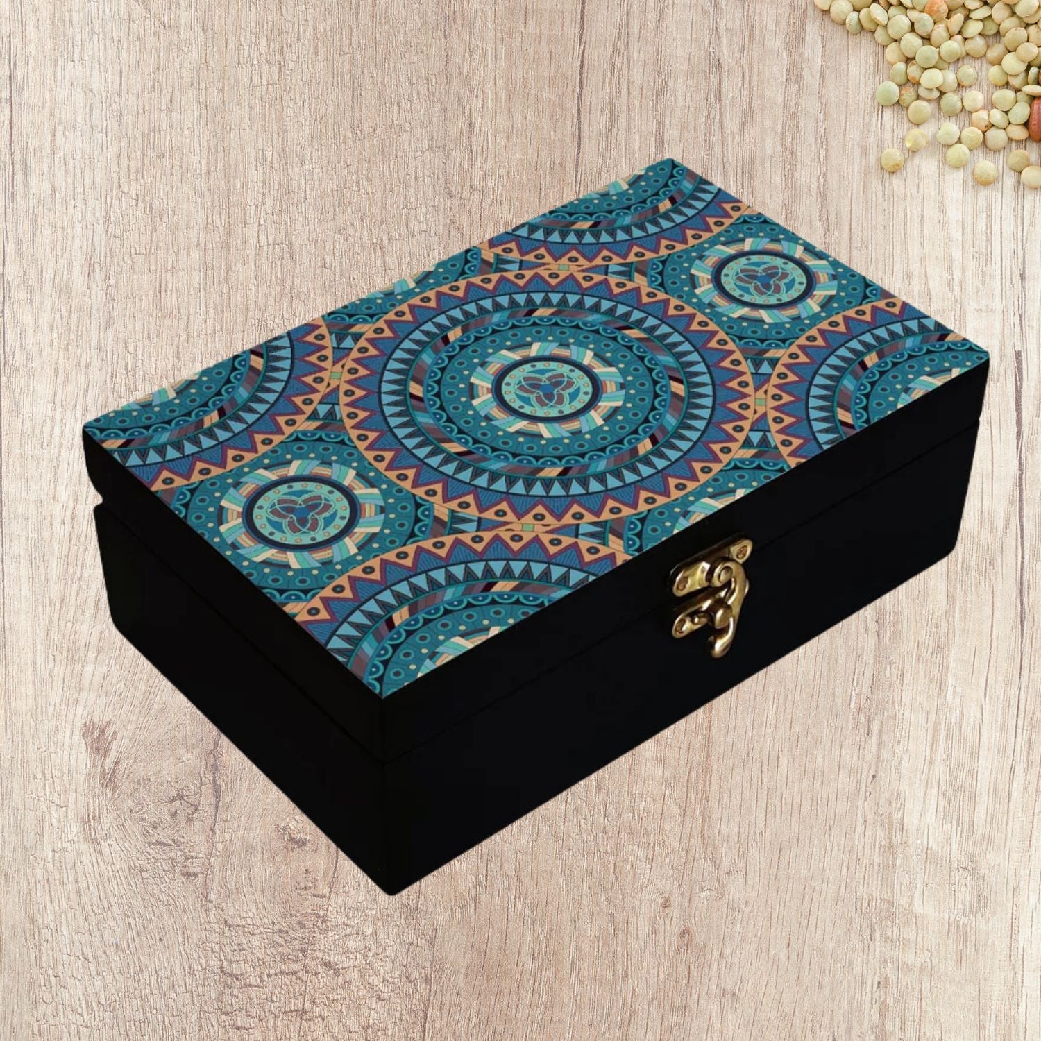 Jewellery Box | Decorative Wooden Jewelry Box - For Home, Table, Organizing Earring, Rings, Necklace & Gifts - 8 Inch - Apkamart