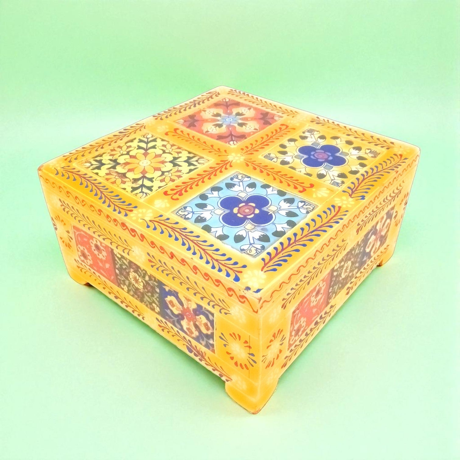 Handcrafted Wooden Box for Dry Fruits, Supari & Jewellery | Decorative Storage Box | Multipurpose Organizer for Gifting, Festive & Home Decor - 8 Inch - Apkamart