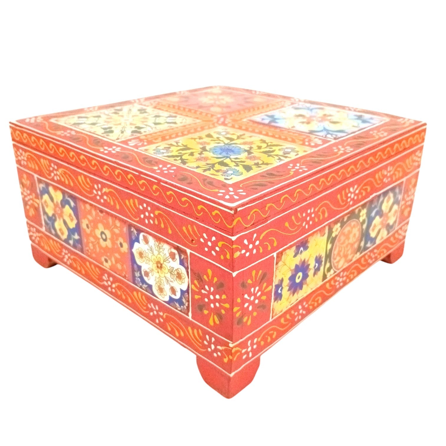 Handcrafted Wooden Box for Dry Fruits, Supari & Jewellery | Decorative Storage Box | Multipurpose Organizer for Gifting, Festive & Home Decor - 8 Inch - Apkamart
