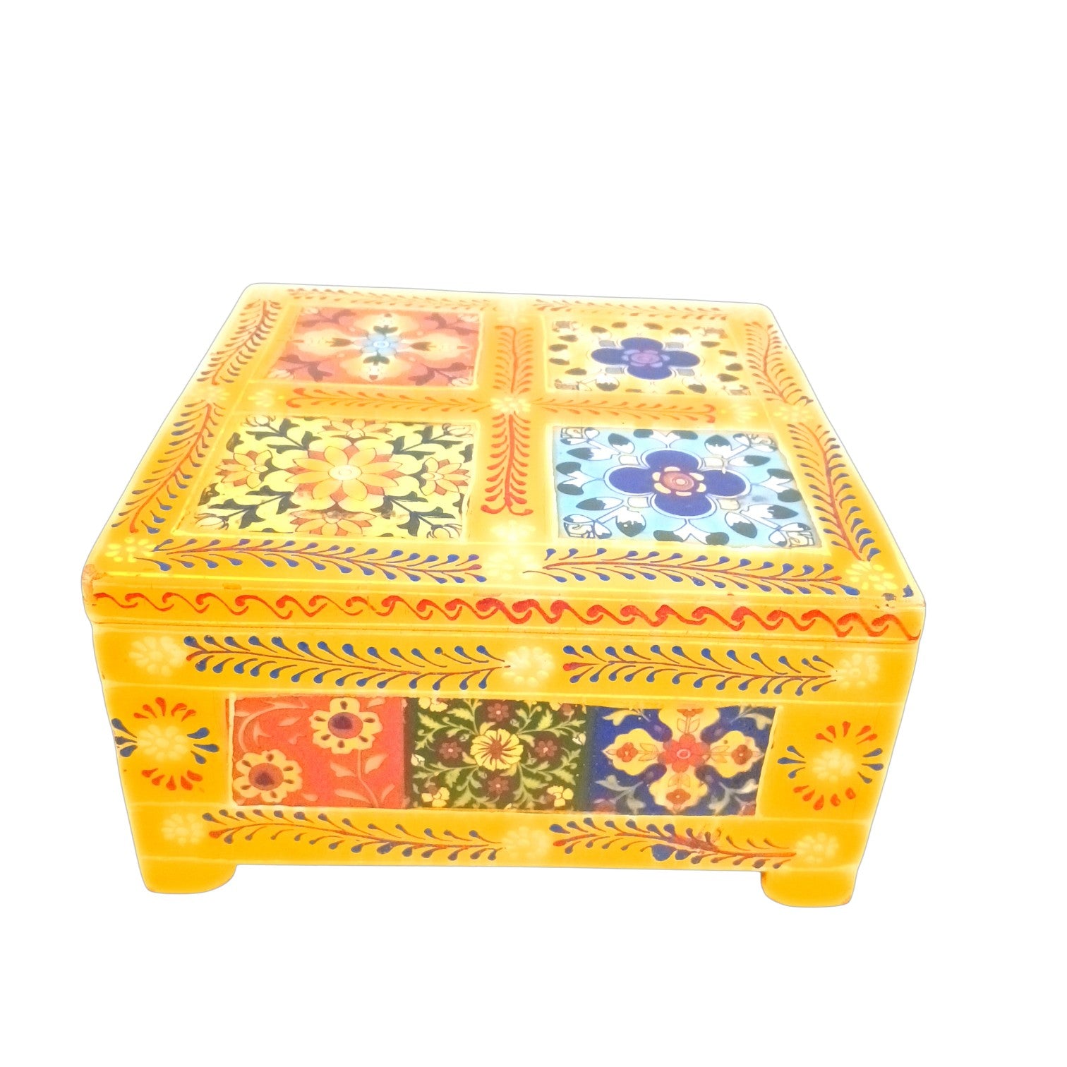 Handcrafted Wooden Box for Dry Fruits, Supari & Jewellery | Decorative Storage Box | Multipurpose Organizer for Gifting, Festive & Home Decor - 8 Inch - Apkamart