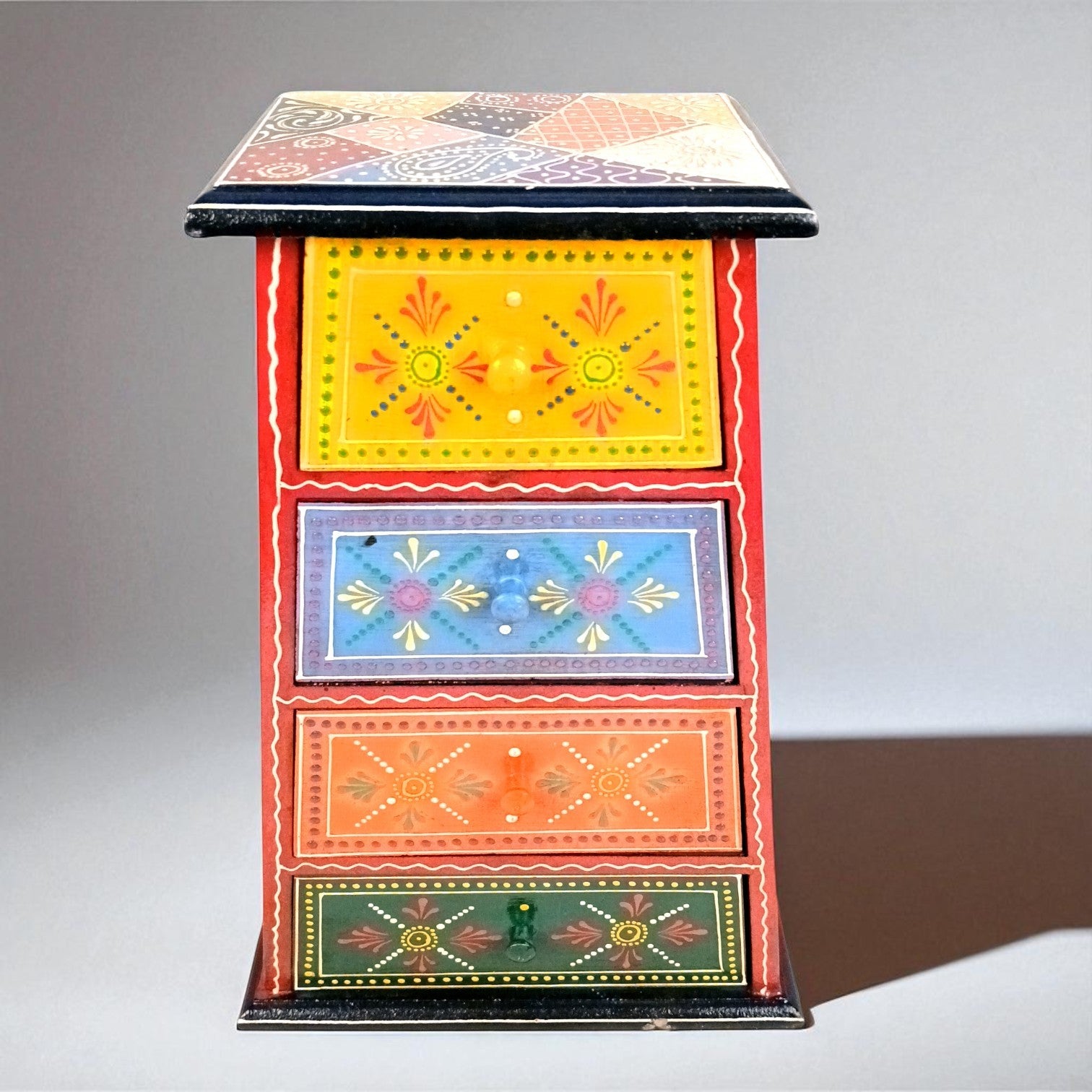 Jewellery Box with 4 Drawers | Handcrafted Jewellery Organizer for Rings, Earrings, Bangles, Watches | Decorative Jewellery Storage Box for Dressing Table - 14 Inch - Apkamart #Style_Design 1
