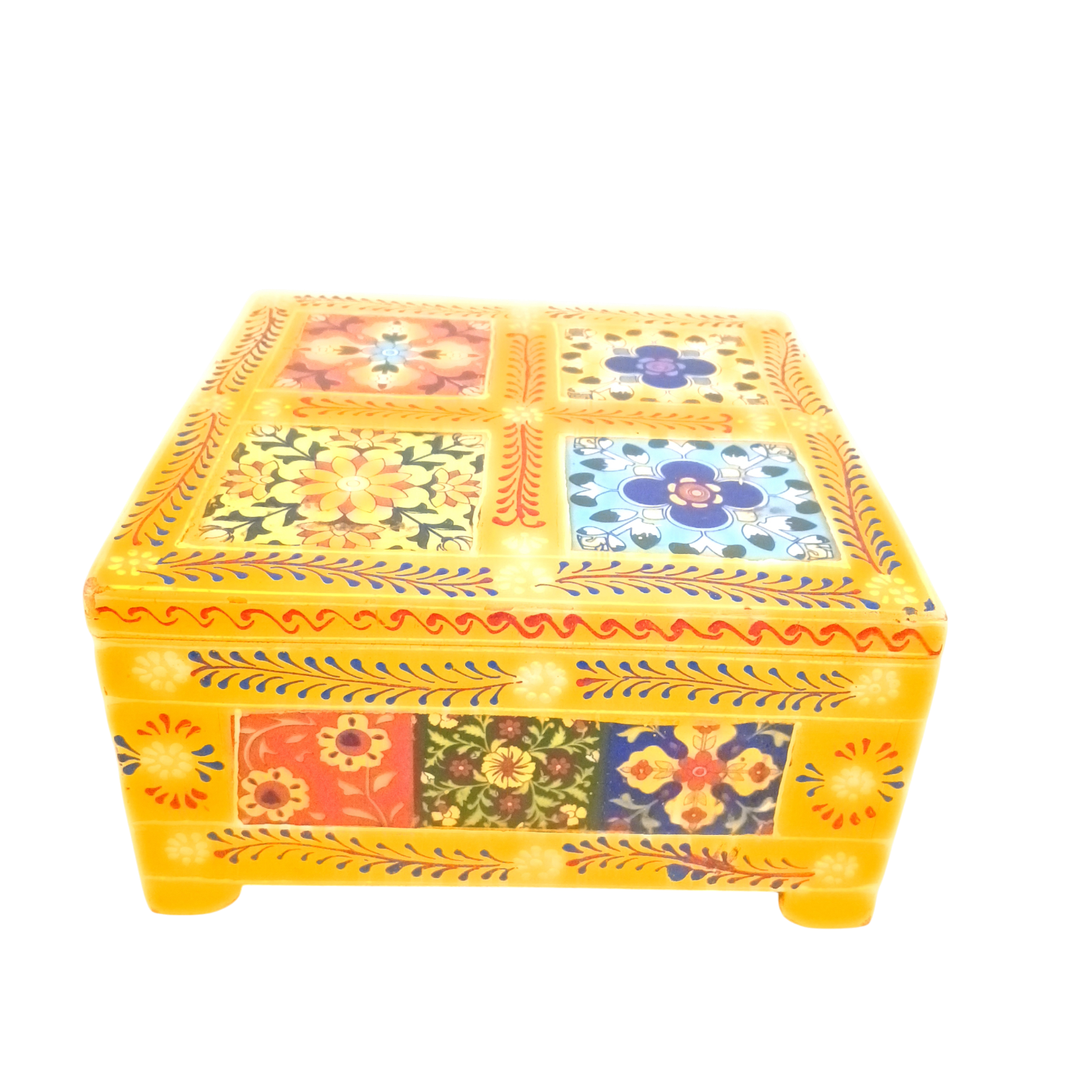 Handcrafted Wooden Box for Dry Fruits, Supari & Jewellery | Decorative Storage Box | Multipurpose Organizer for Gifting, Festive & Home Decor - 8 Inch - Apkamart