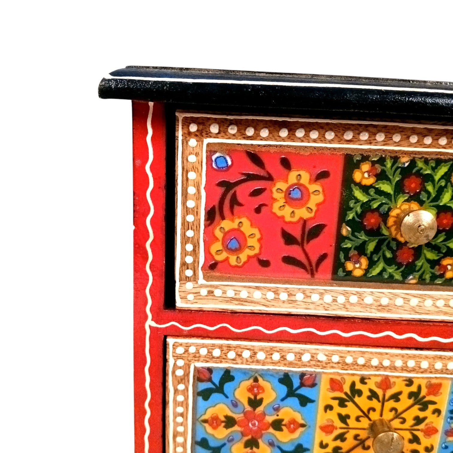 Jewellery Box | Wooden Jewellery Organizer with 2 Drawers | Storage Case for Rings, Earrings, Chains & Makeup | Decorative Vanity Box for Women & Girls - 8 Inch - Apkamart