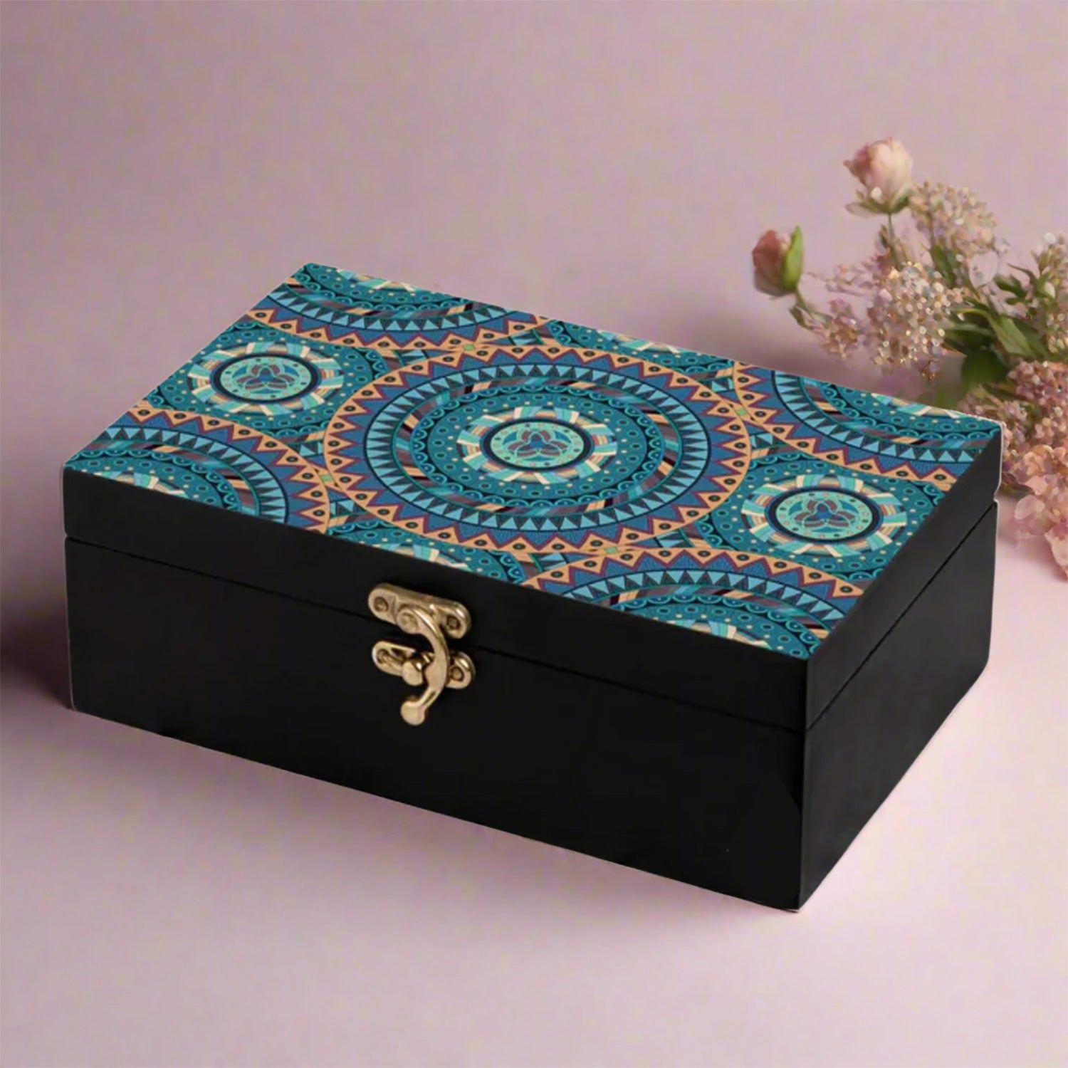 Jewellery Box | Decorative Wooden Jewelry Box - For Home, Table, Organizing Earring, Rings, Necklace & Gifts - 8 Inch - Apkamart