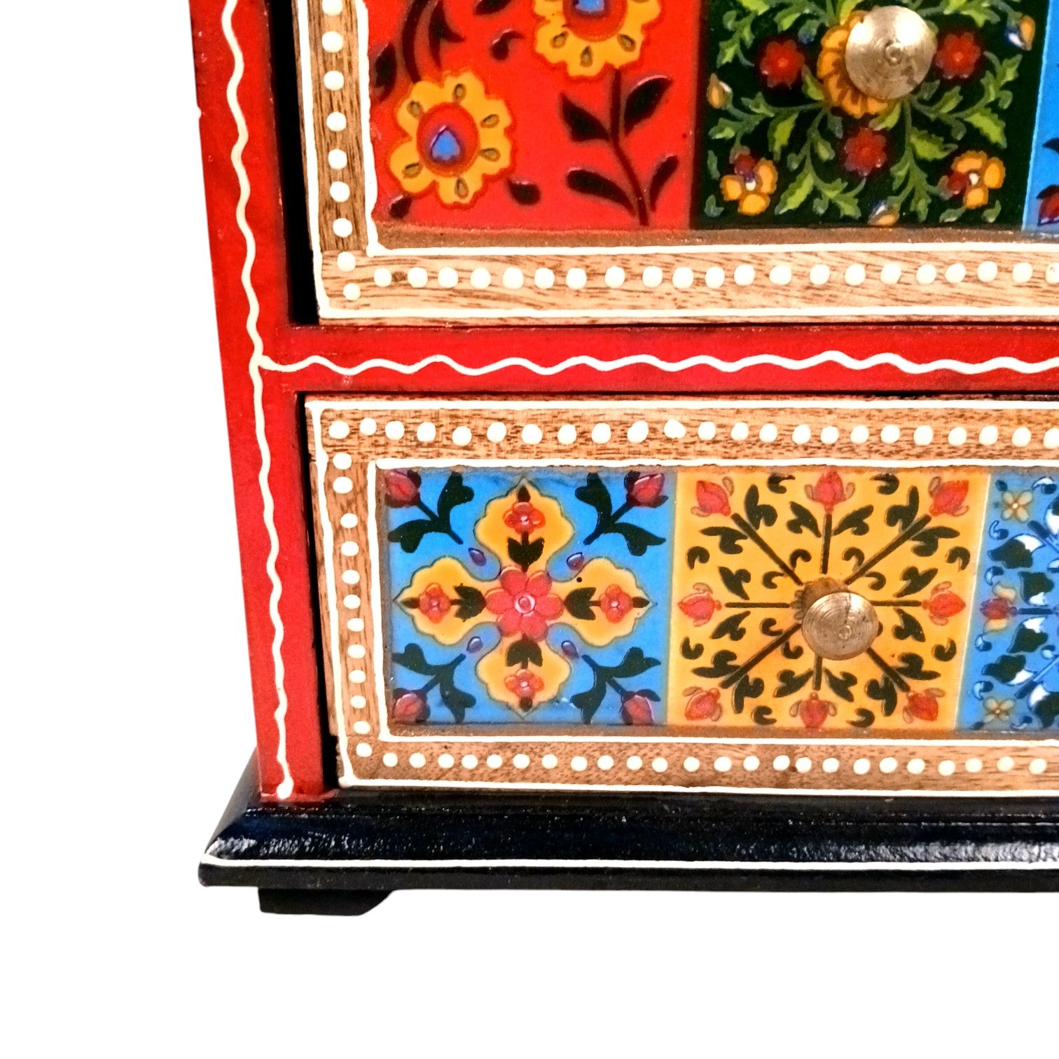 Jewellery Box | Wooden Jewellery Organizer with 2 Drawers | Storage Case for Rings, Earrings, Chains & Makeup | Decorative Vanity Box for Women & Girls - 8 Inch - Apkamart