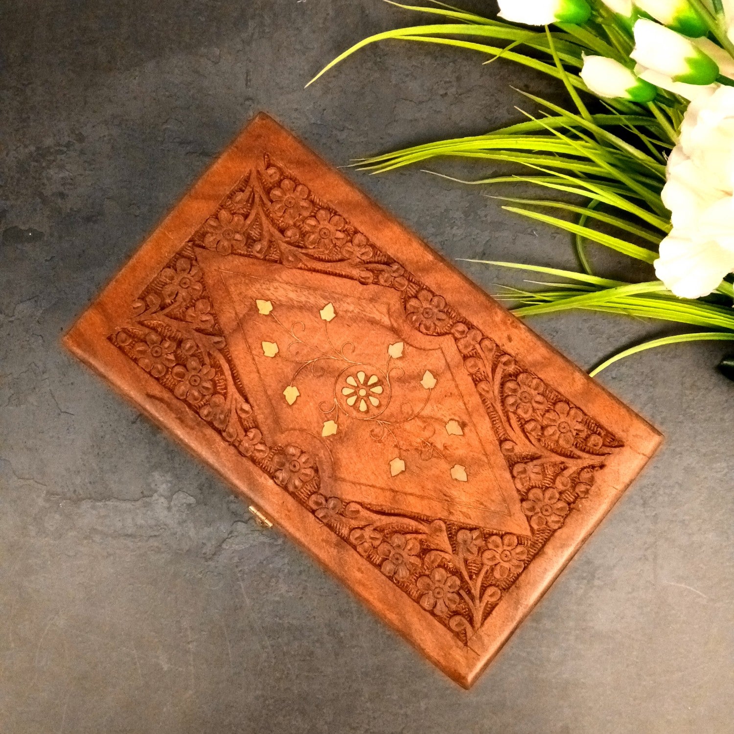 Wooden Jewelry Box for Bride | Bridal Gift Organizer for Women | Luxury Wedding Jewelry Storage Box | Compact Wooden Jewellery Case for Travel & Occasions - 10 Inch - Apkamart
