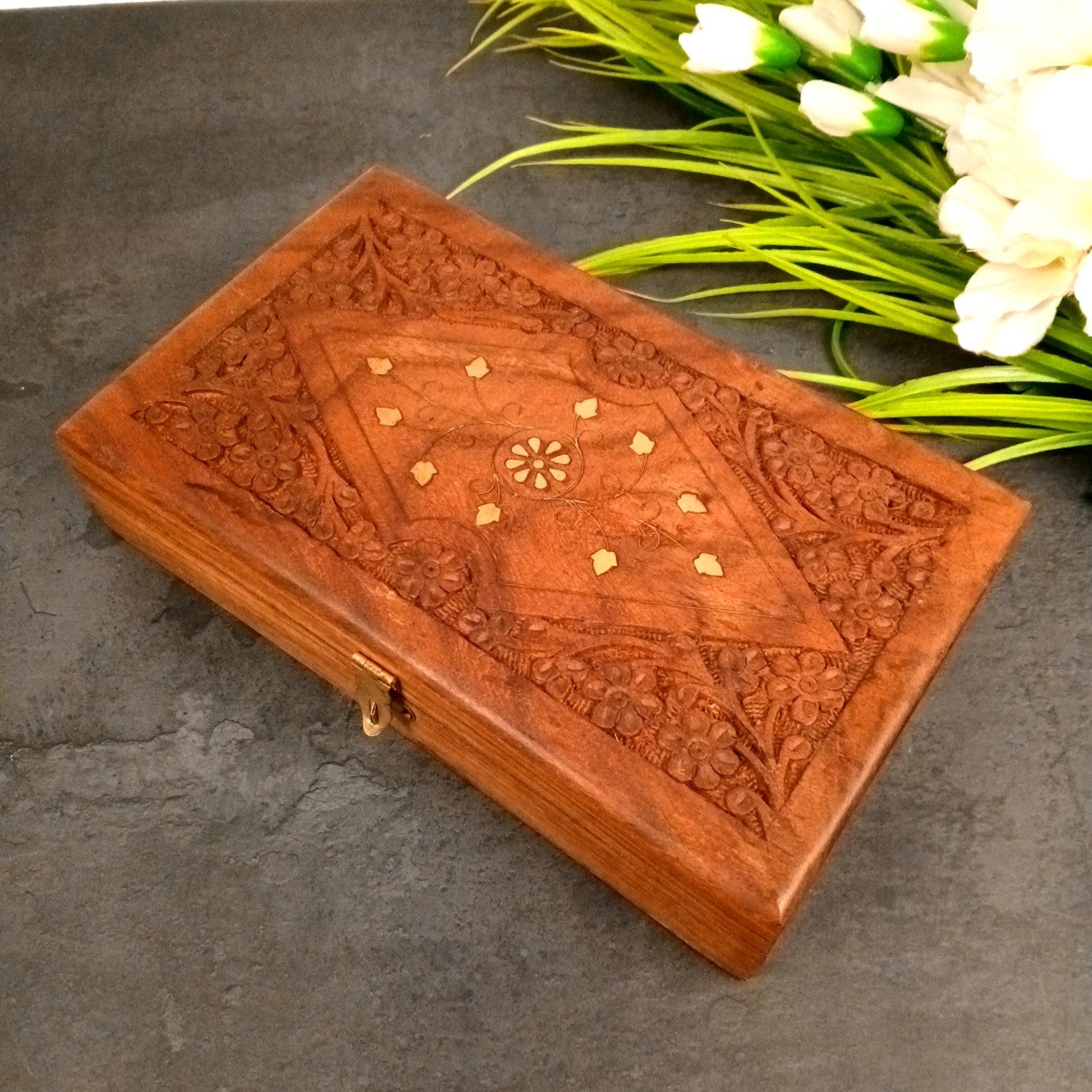 Wooden Jewelry Box for Bride | Bridal Gift Organizer for Women | Luxury Wedding Jewelry Storage Box | Compact Wooden Jewellery Case for Travel & Occasions - 10 Inch - Apkamart