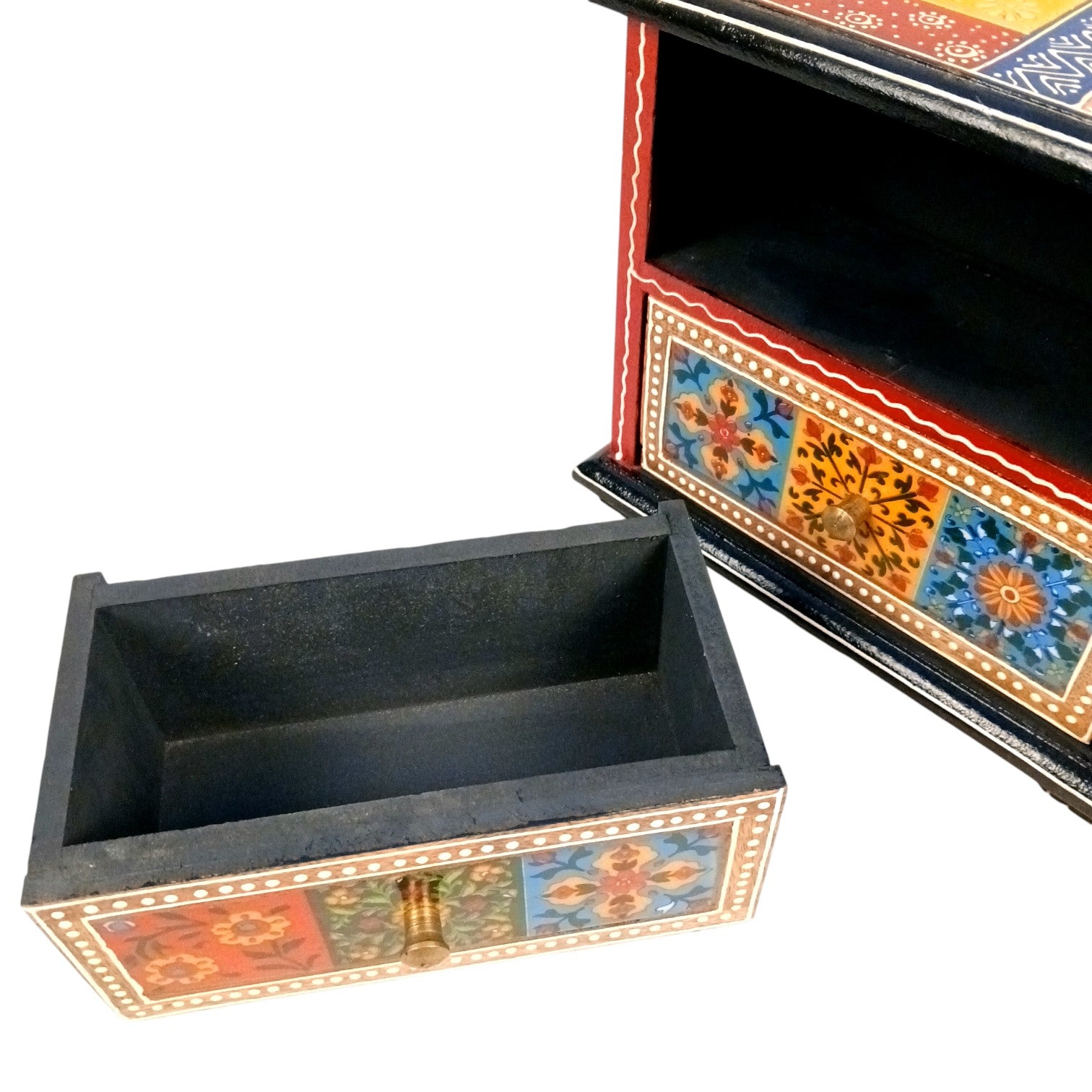 Jewellery Box | Wooden Jewellery Organizer with 2 Drawers | Storage Case for Rings, Earrings, Chains & Makeup | Decorative Vanity Box for Women & Girls - 8 Inch - Apkamart
