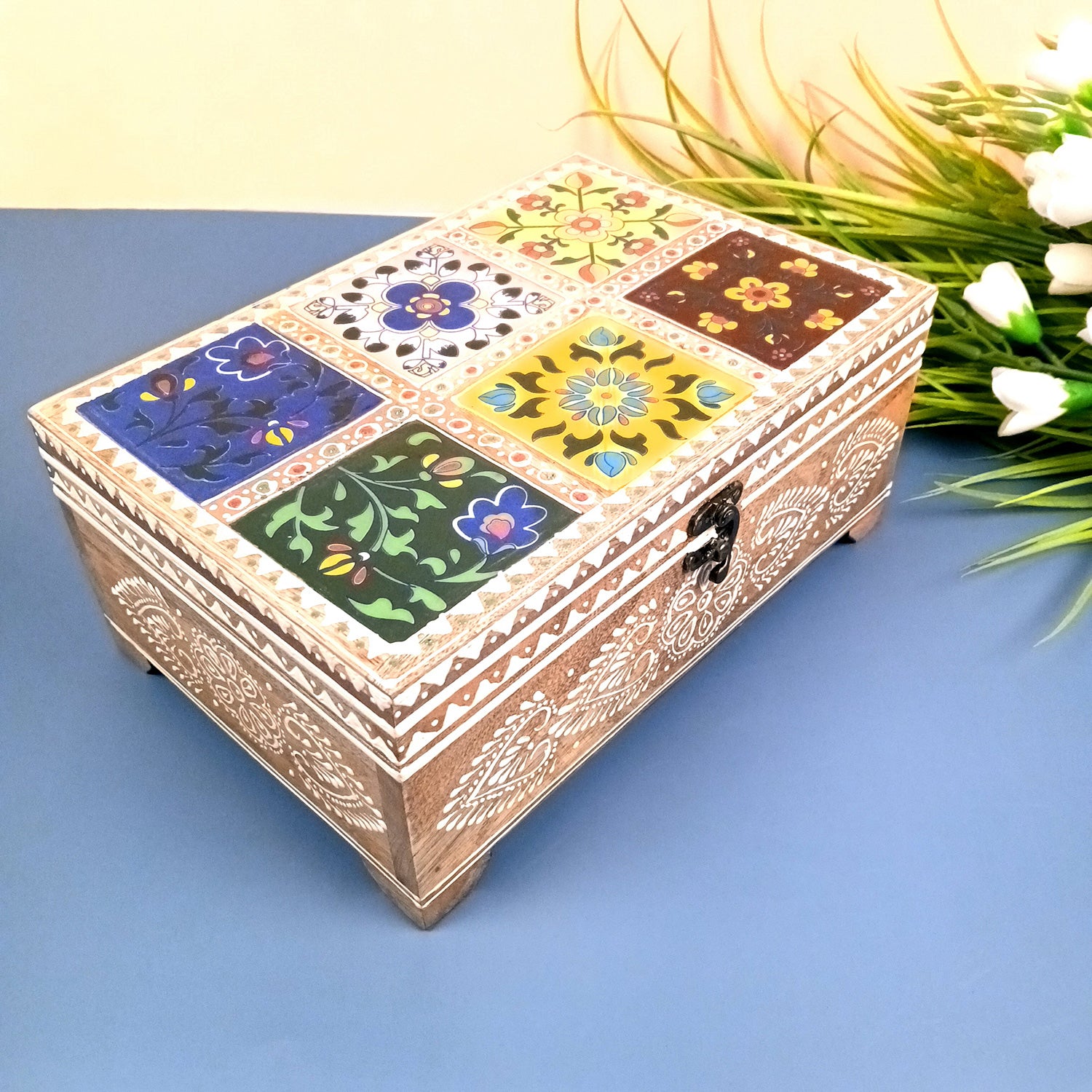 Makeup Storage Box | Jewellery Organizer - 4 Inches- Apkamart #Colour_Multicolor