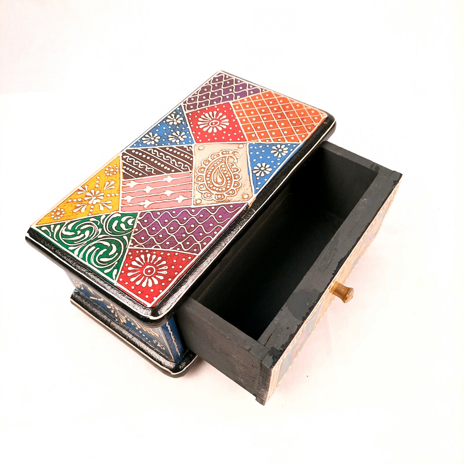 Jewellery Box | Wooden Jewelry Box With Ceramic Tiles | Multi-Purpose Storage Box | Organizer for Rings, Necklace, Earrings, Makeup, Dressing Table Decor & Gifts - apkamart