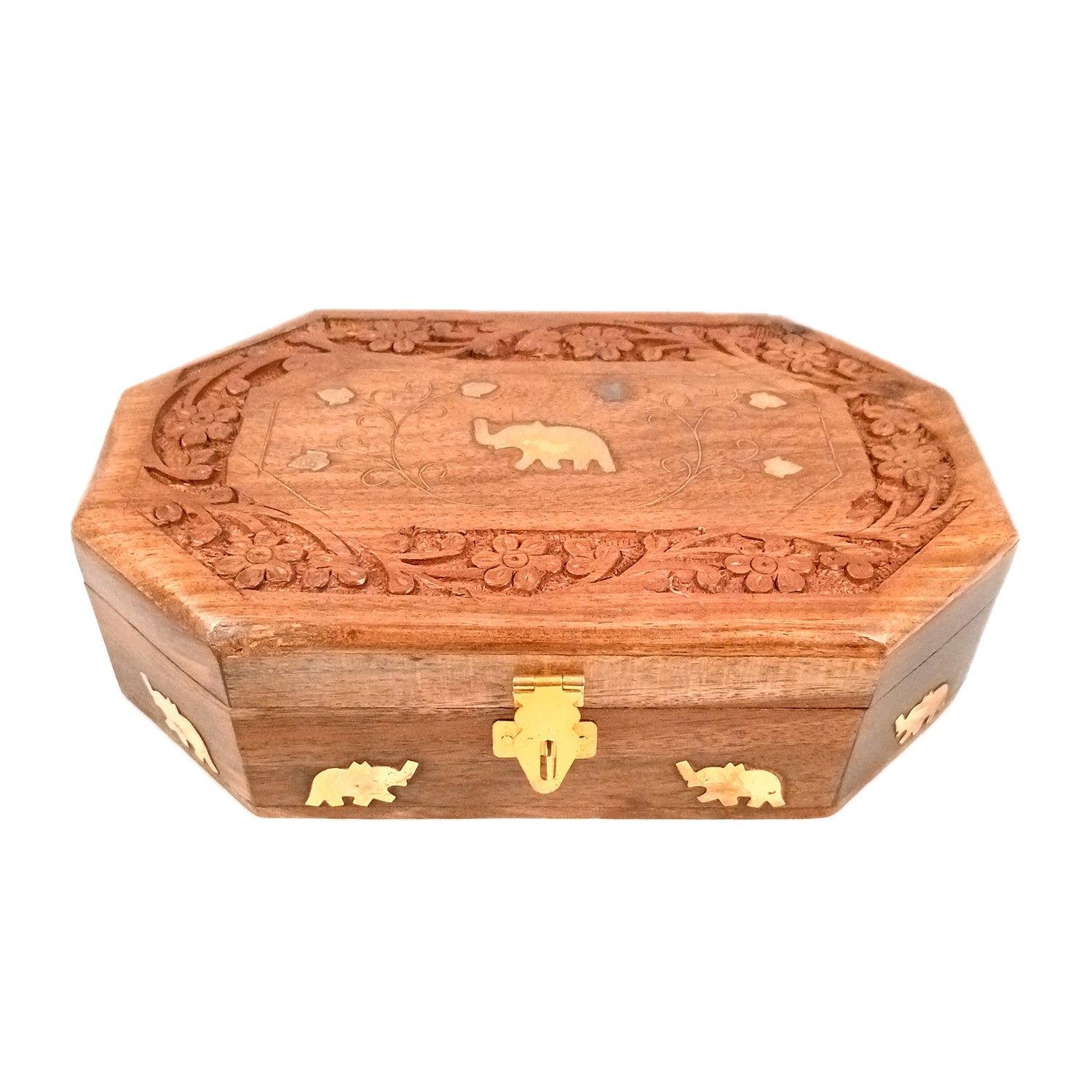 Wooden Jewelry Box | Jewelry Box Antique with Lock | Organizer for Ring, Necklace & Earrings - For Home Decor , Wedding & Anniversary Gift - 8 Inch - Apkamart