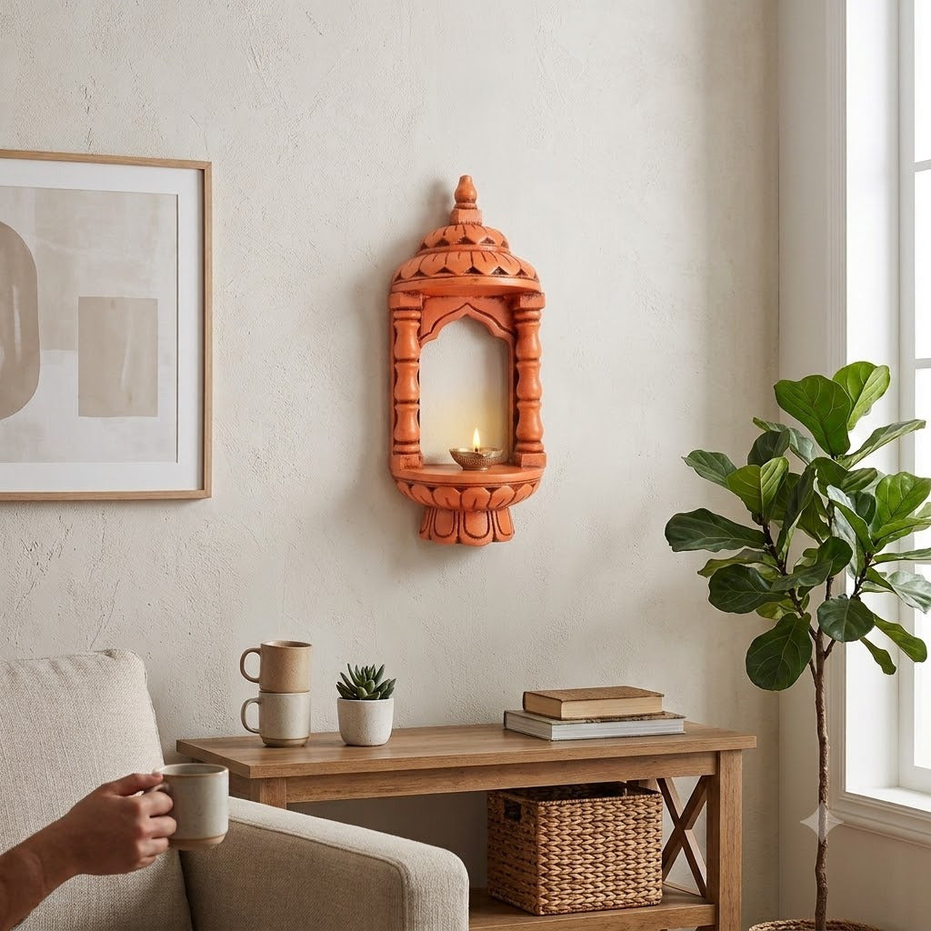 Wooden Jharokha Frame | Rajasthani Wall Decor - 14 inch-Apkamart