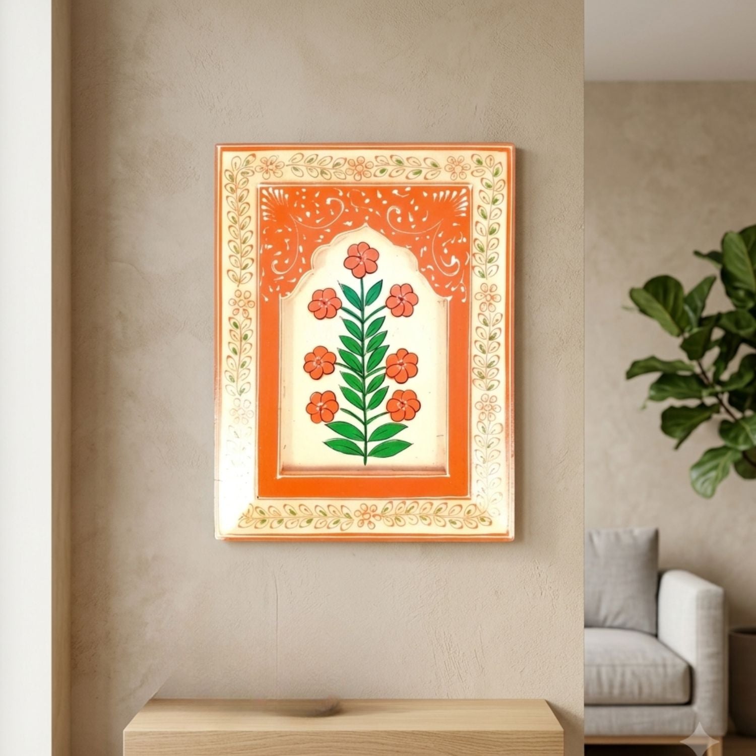 Wooden Jharokha Frame | Rajasthani Wall Decor - 12 Inch-Apkamart