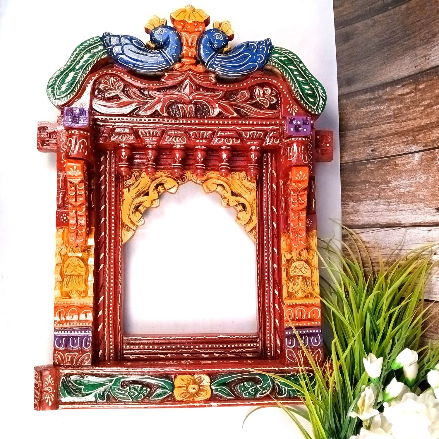 Jharokha Wall Hanging |Big Wooden Jharokha Window Frame Hangings - For Home, Wall Decor, Living room, Entrance Decoration & Gifts - 27 Inch - Aokamart