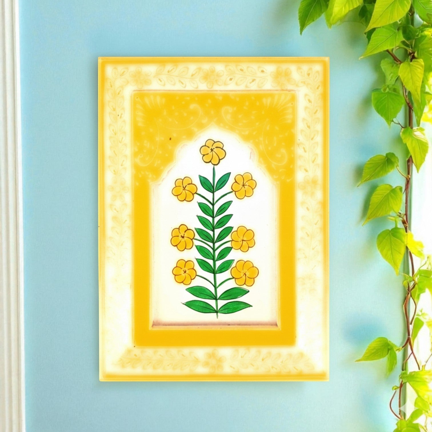 Handcrafted Wooden Painting Frame | Decorative Wall Hanging for Home & Living Room Decor | Wooden Art Frame | Handicraft Wall Art - 12 Inch (Pack Of 3) - Apkamart