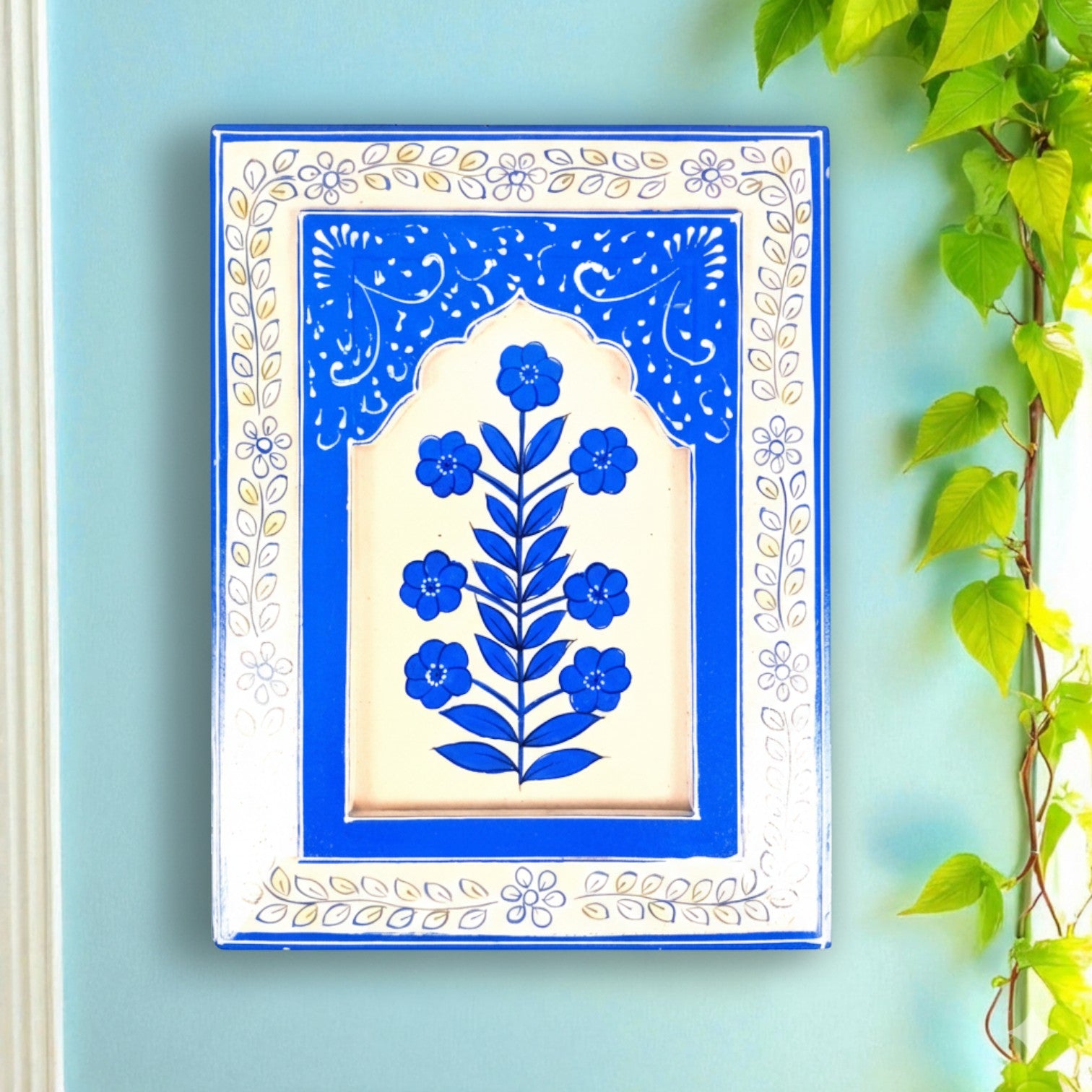 Handcrafted Wooden Painting Frame | Decorative Wall Hanging for Home & Living Room Decor | Rustic Wooden Art Frame - 12 Inch - Apkamart