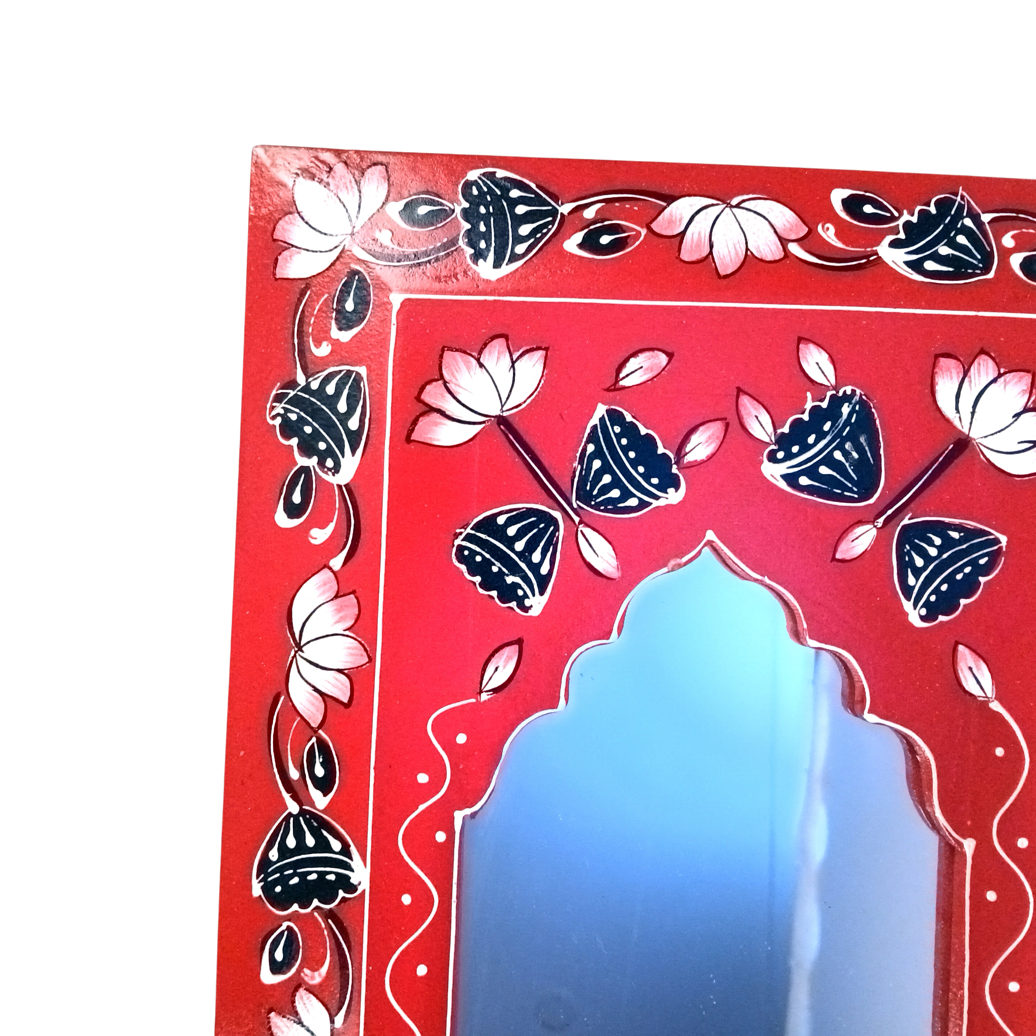 Handcrafted Wooden Mirror Frame | Decorative Wall Hanging | Wooden Wall Decor for Home, Living Room & Bedroom - 18 Inch - Apkamart
