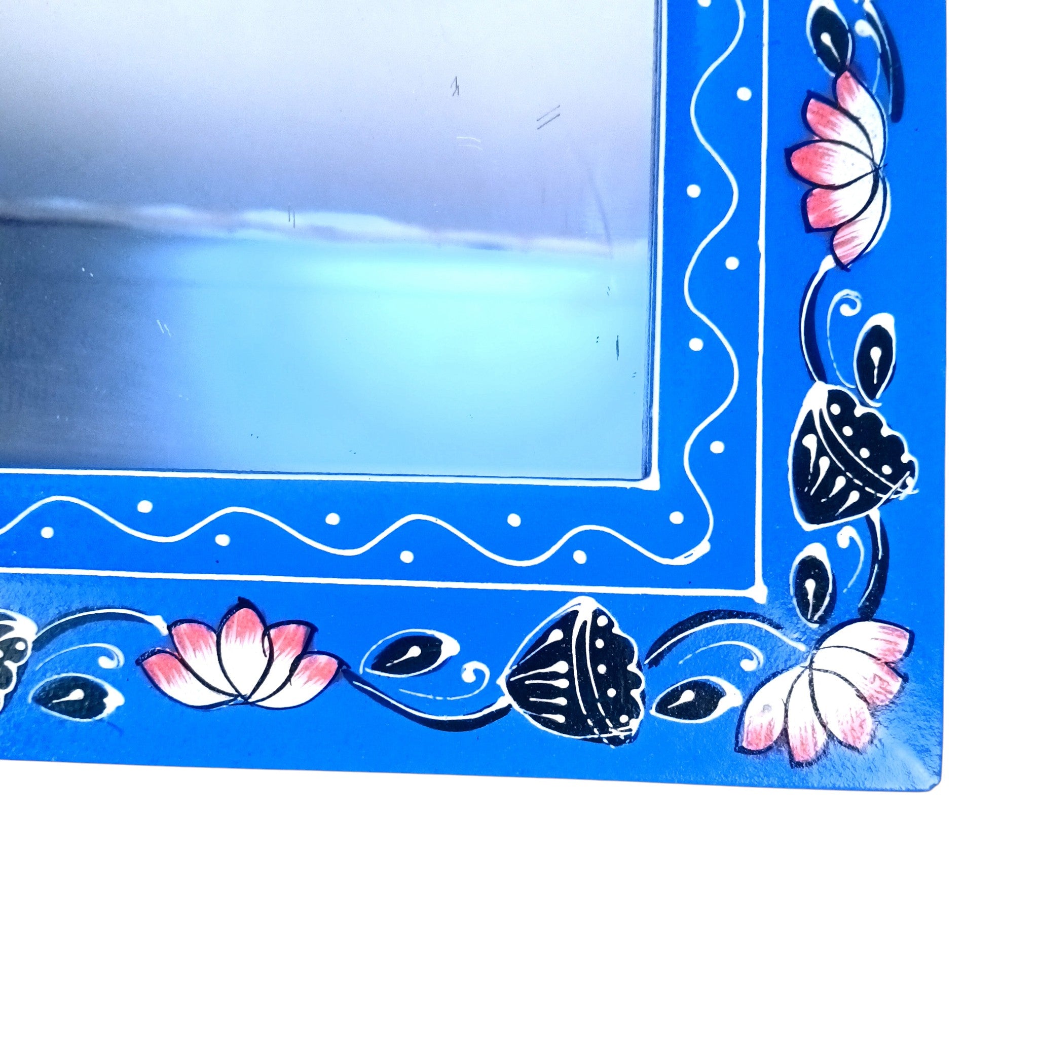 Handcrafted Wooden Mirror Frame | Wall Decor for Home, Living Room | Decorative Wall Hanging Frame for Mirror or Photos | Handcrafted Home Decor Frame - 18 Inch  - Apkamart