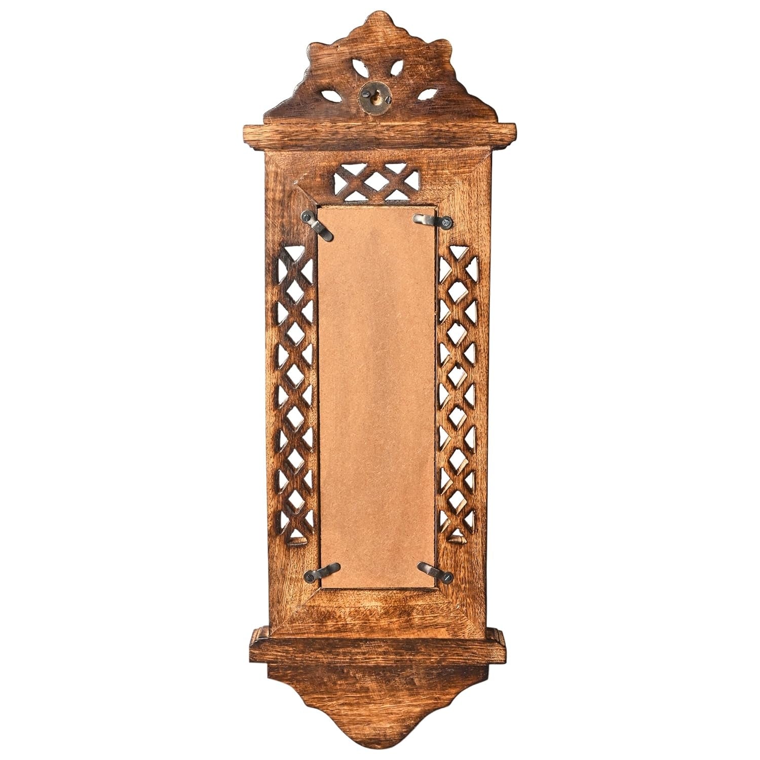 Wooden Jharokha Mirror Handcrafted Wall Hanging Decorative Mirror for Living Room Entryway Bedroom Traditional Home Decor - 20 Inch - Apkamart