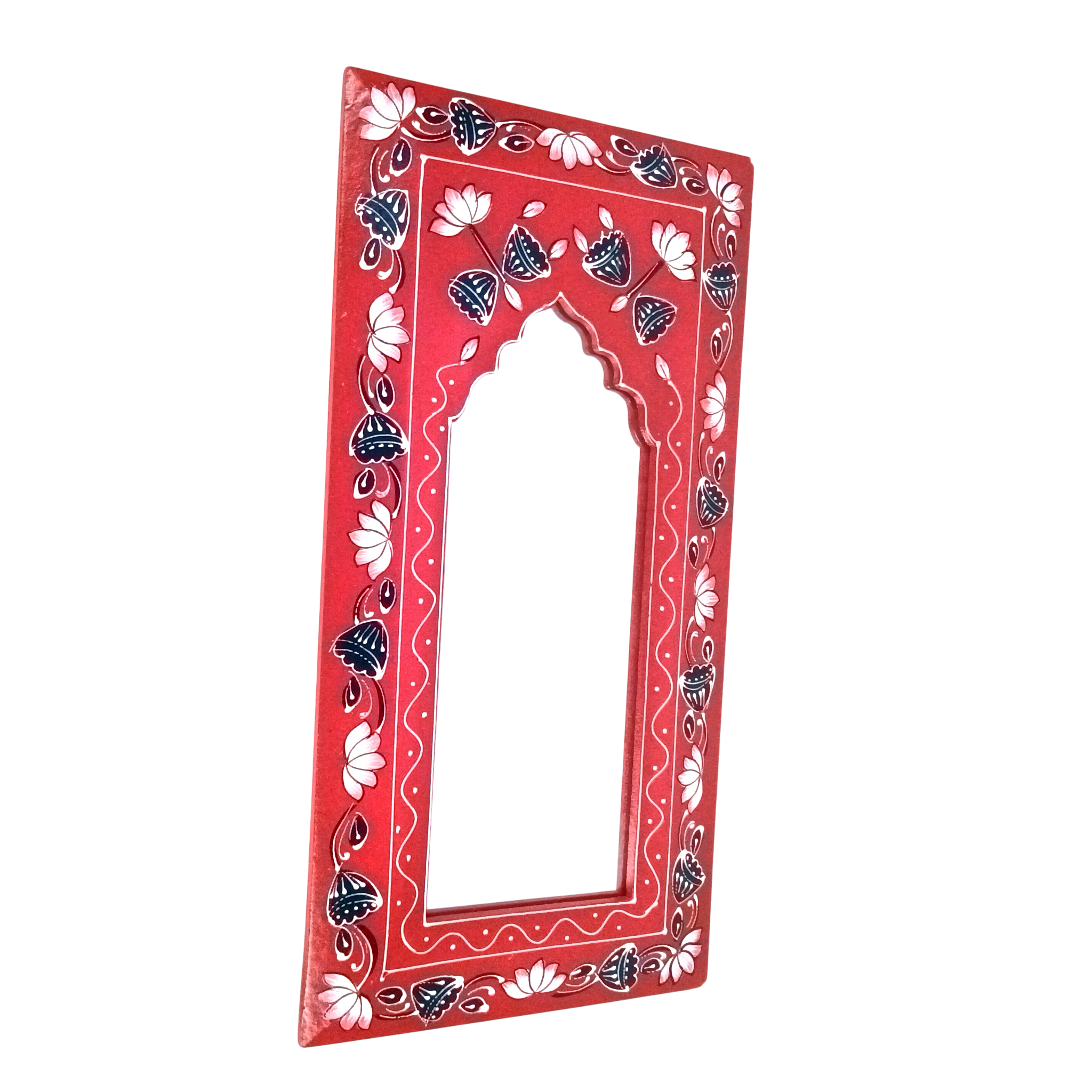 Handcrafted Wooden Mirror Frame | Decorative Wall Hanging | Wooden Wall Decor for Home, Living Room & Bedroom - 18 Inch - Apkamart