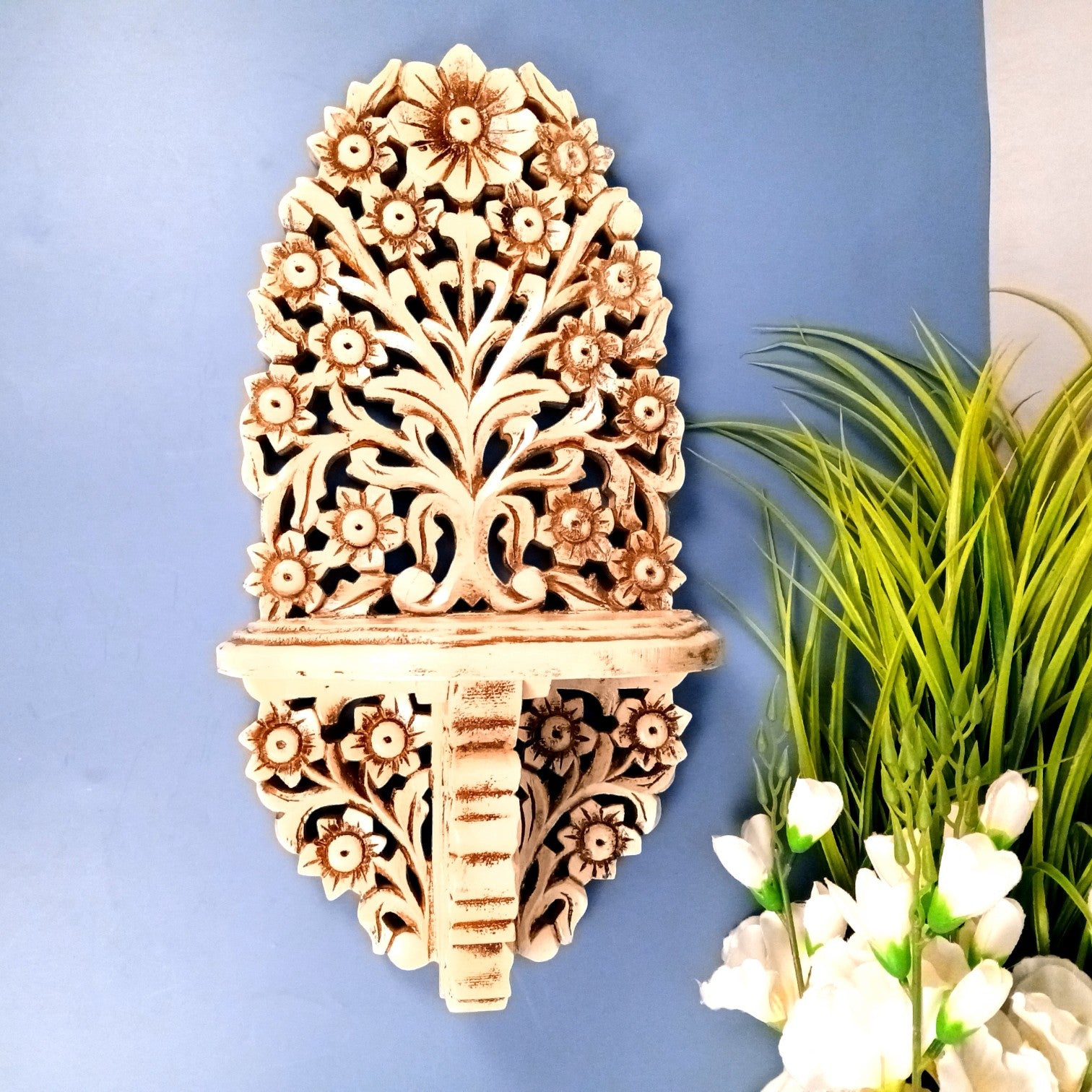 Wooden Jharokha for Mirror & Photo Frame |Home Decor | Traditional Rajasthani Wall Hanging | Ethnic Wooden Frame for Home Decor & Wall Decoration - 18 Inch - Apkamart